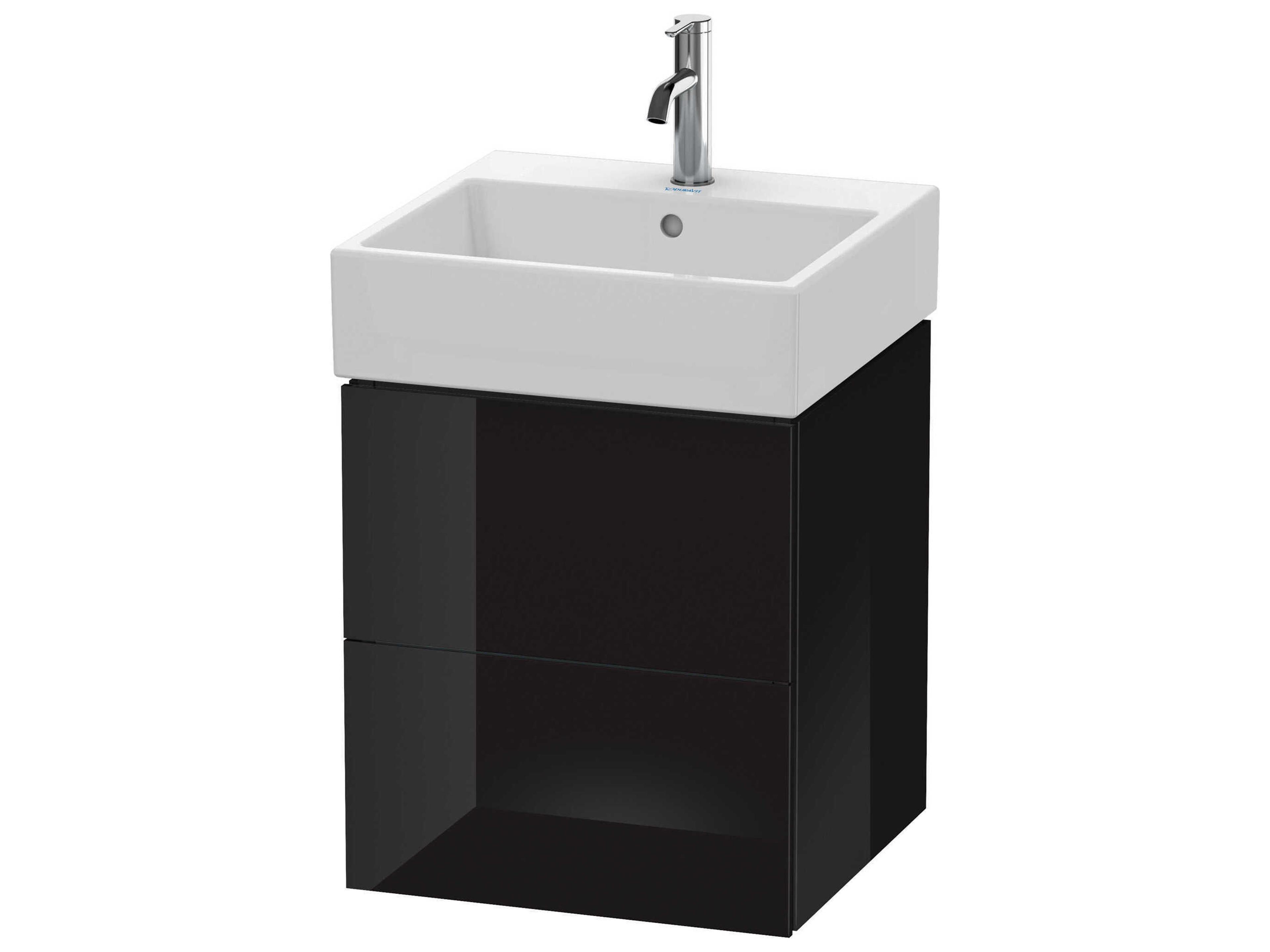L-cube 19'' Two Drawer Black High Gloss Wall-Mounted Vanity Unit
