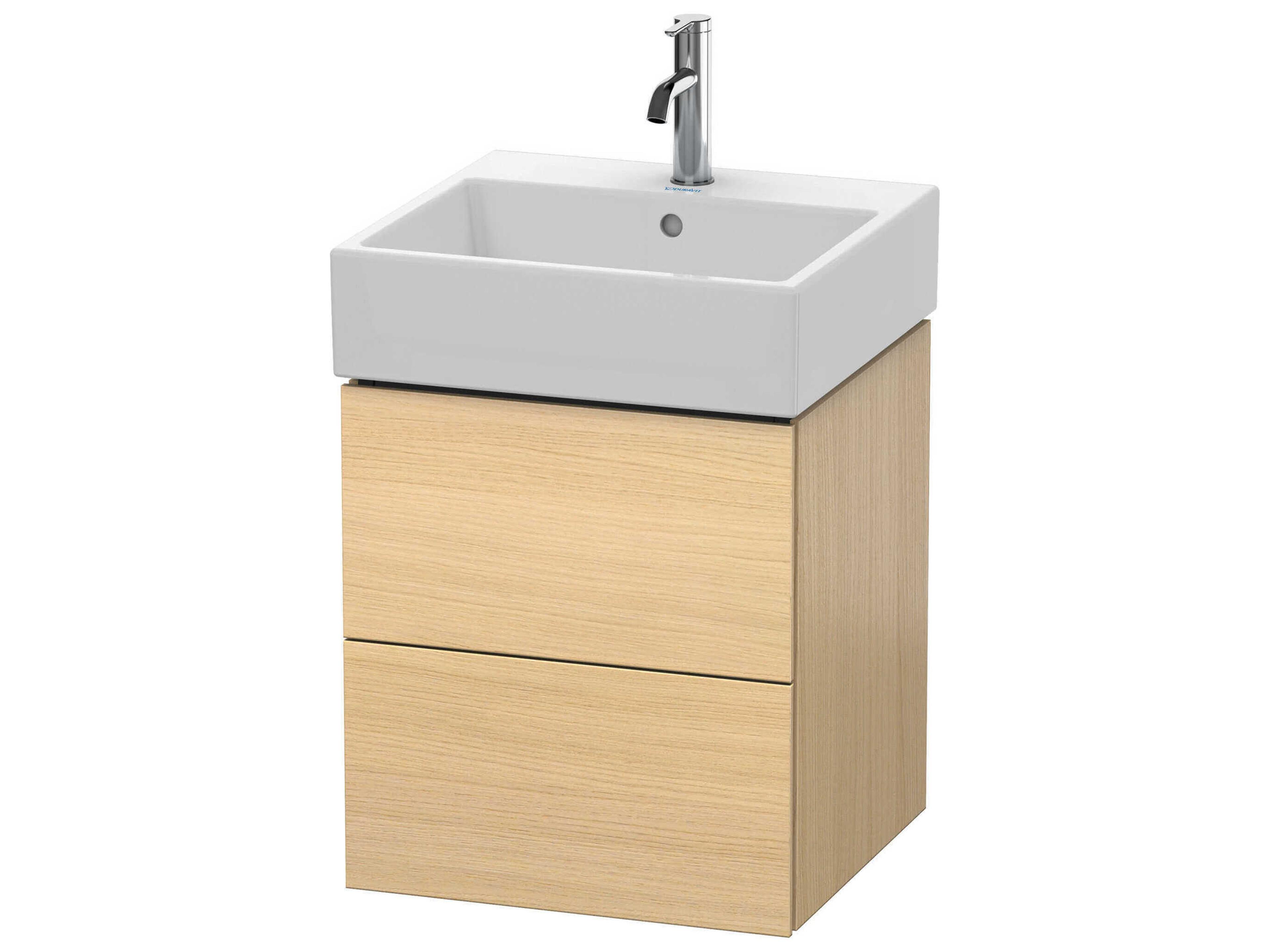 L-cube 19'' Two Drawer Mediterranean Oak Wall-Mounted Vanity Unit