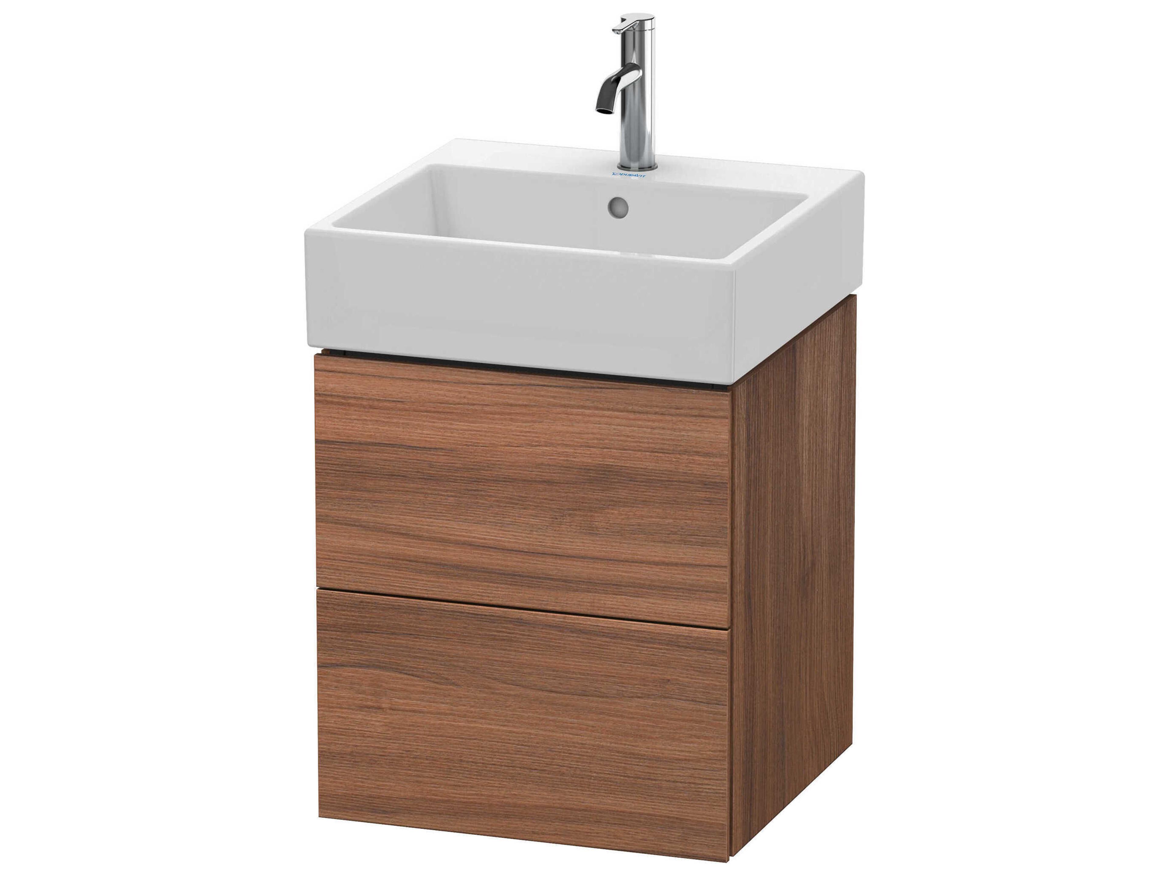 L-cube 19'' Two Drawer Walnut Matt Wall-Mounted Vanity Unit