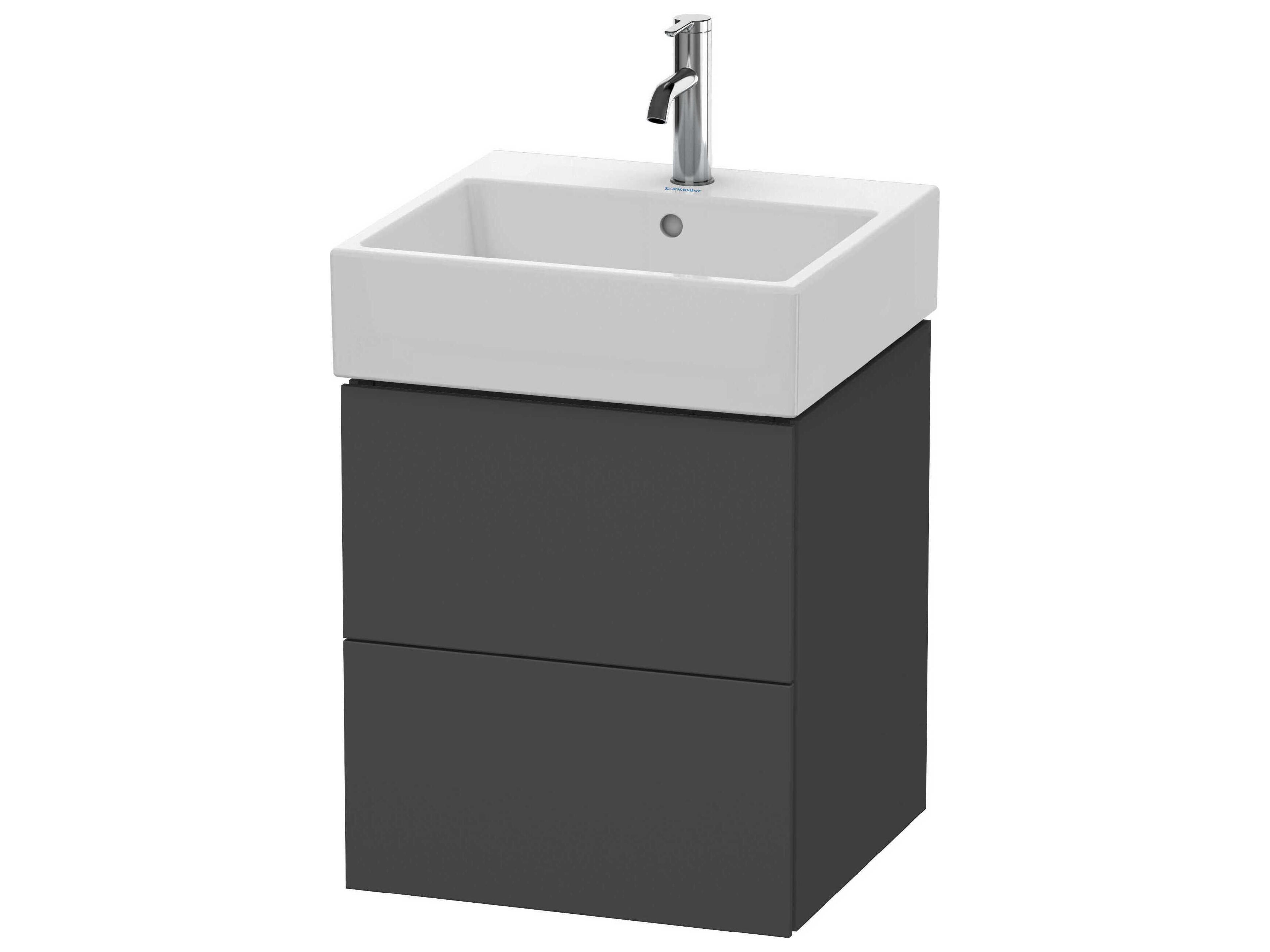 L-cube 19'' Two Drawer Graphite Super Matt Wall-Mounted Vanity Unit