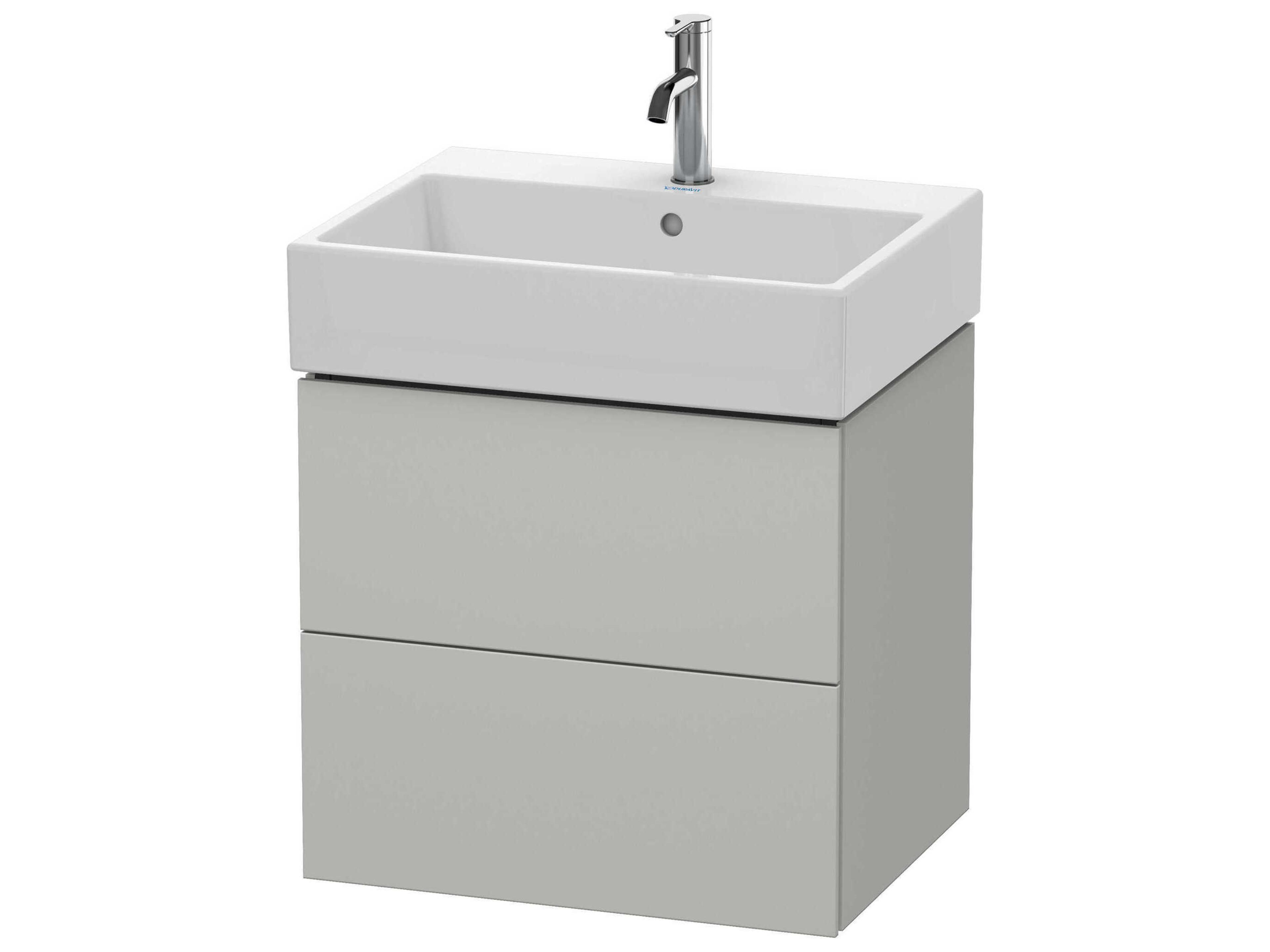 L-cube 23'' Two Drawer Concrete Gray Matt Wall-Mounted Vanity Unit