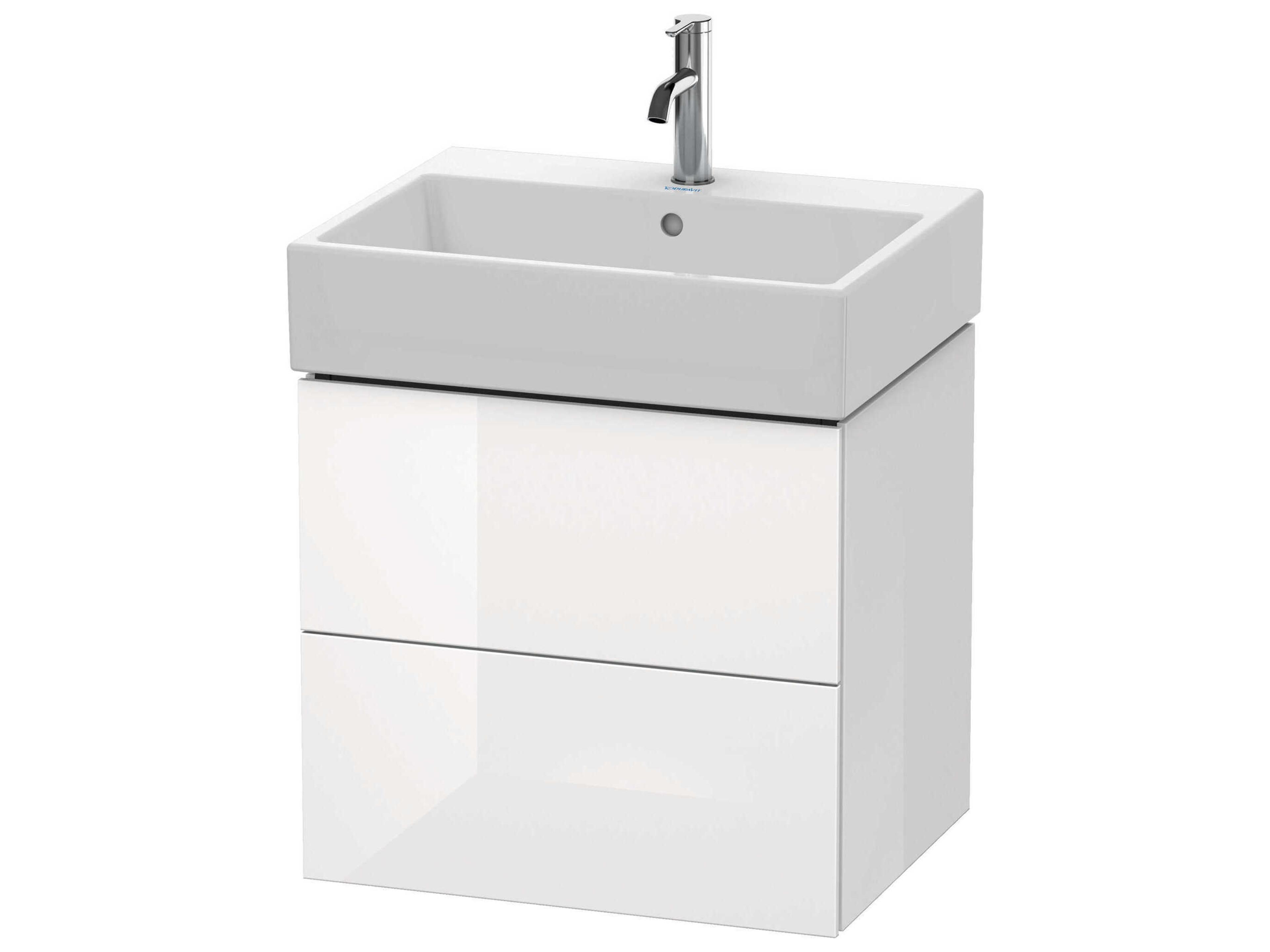 L-cube 23'' Two Drawer White High Gloss Wall-Mounted Vanity Unit