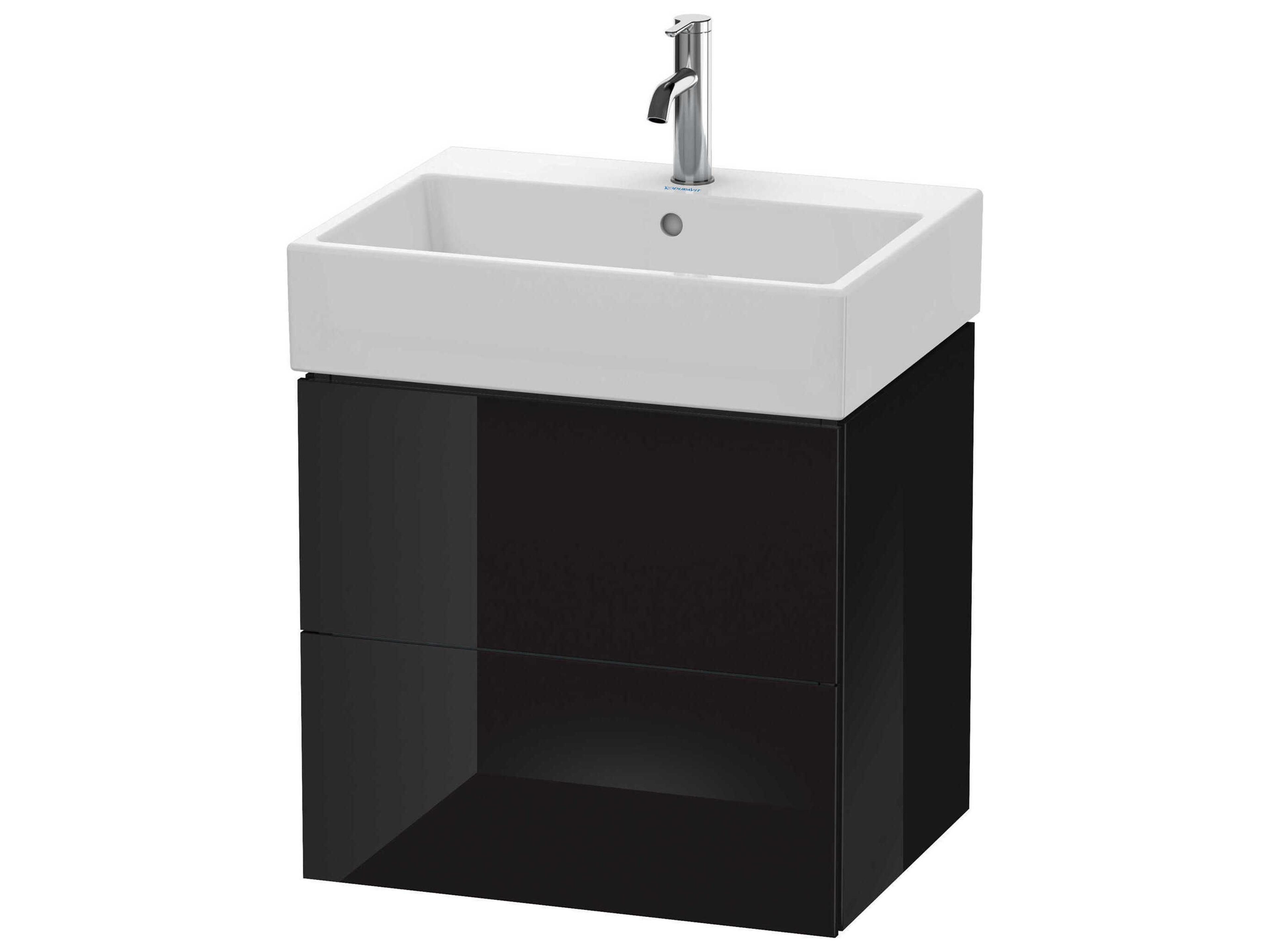 L-cube 23'' Two Drawer Black High Gloss Wall-Mounted Vanity Unit