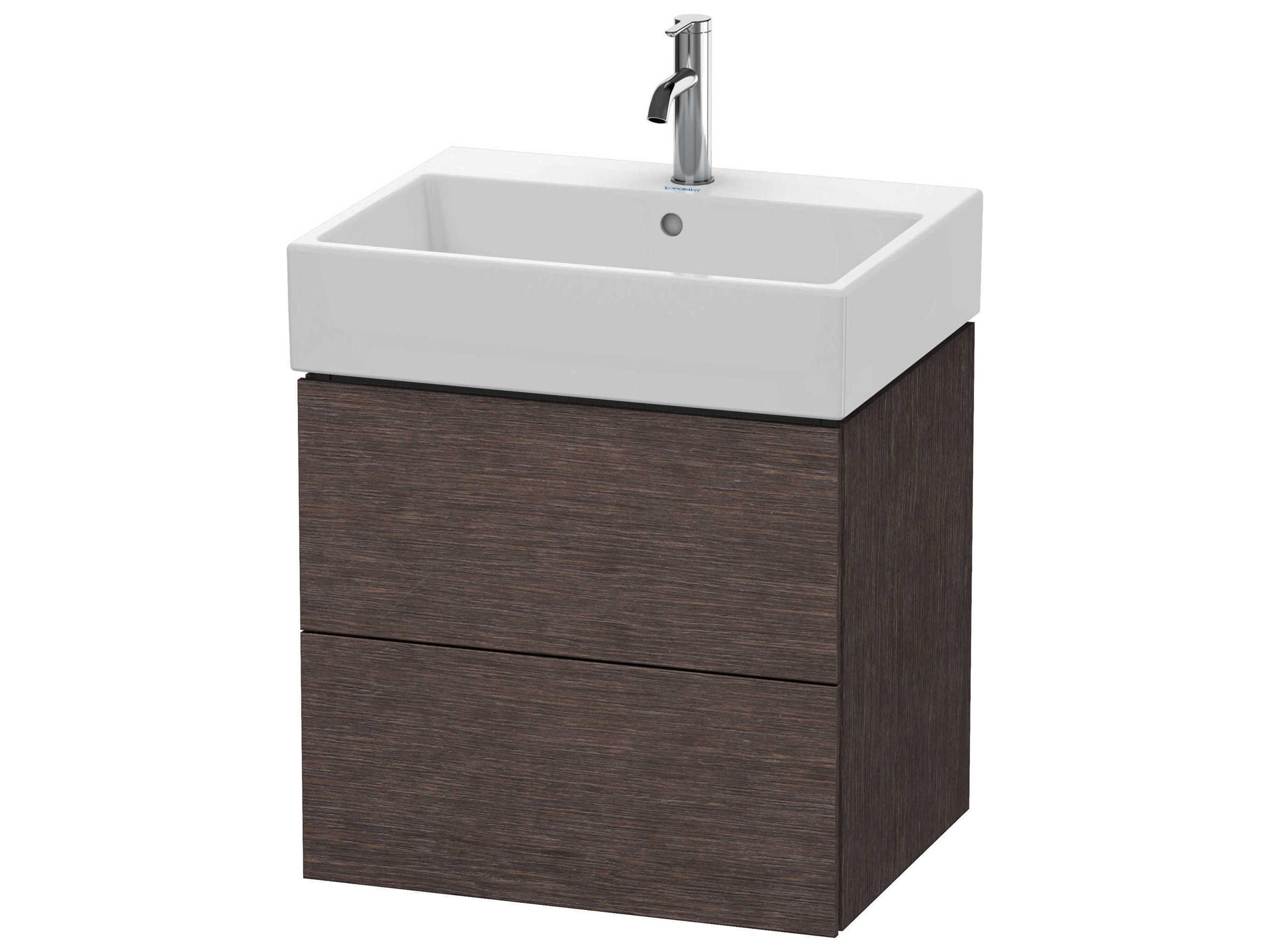 Duravit L-cube 23'' Two Drawer Dark Brushed Oak Matt Wall-Mounted Vanity Unit