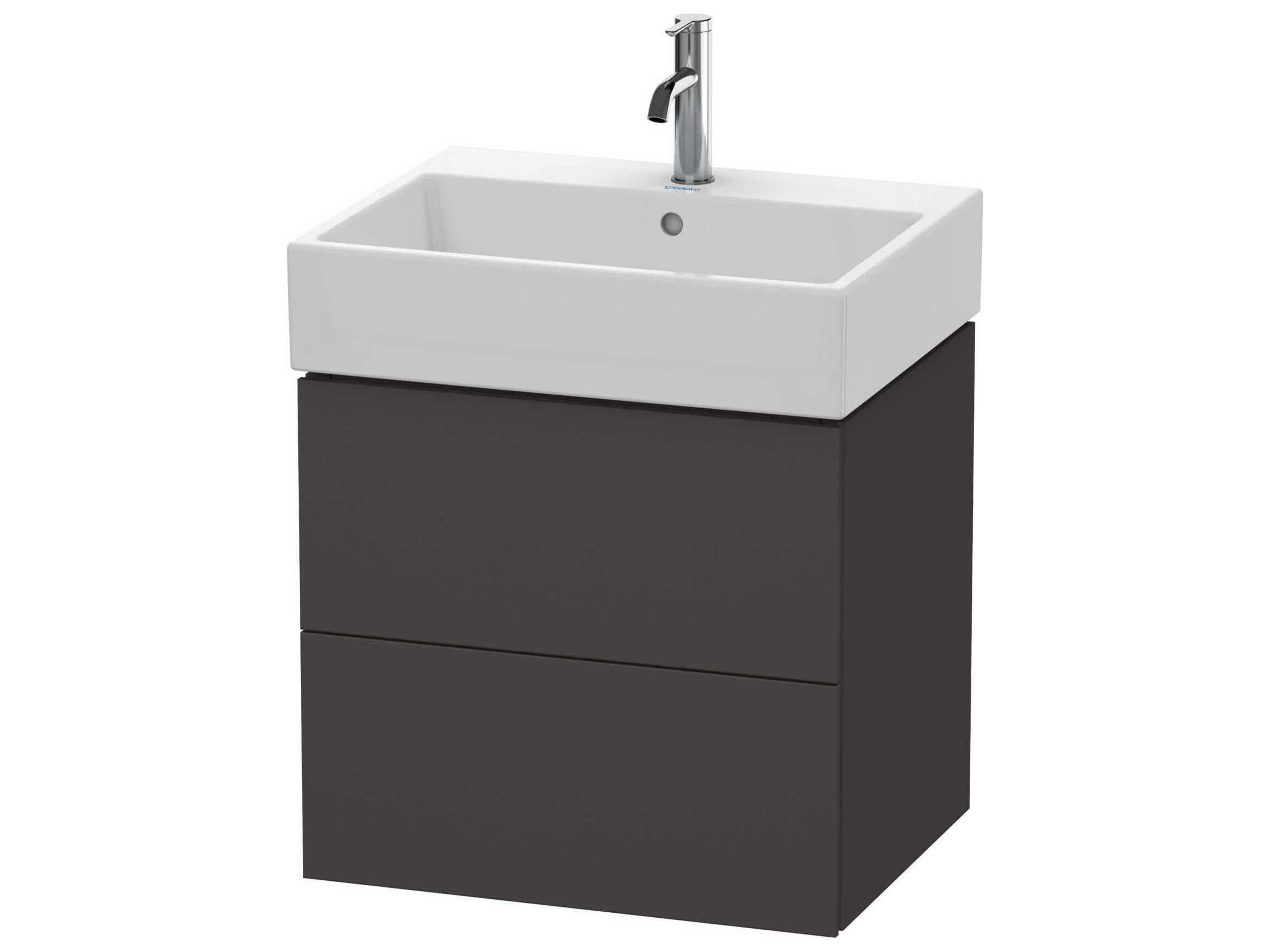 L-cube 23'' Two Drawer Graphite Super Matt Wall-Mounted Vanity Unit