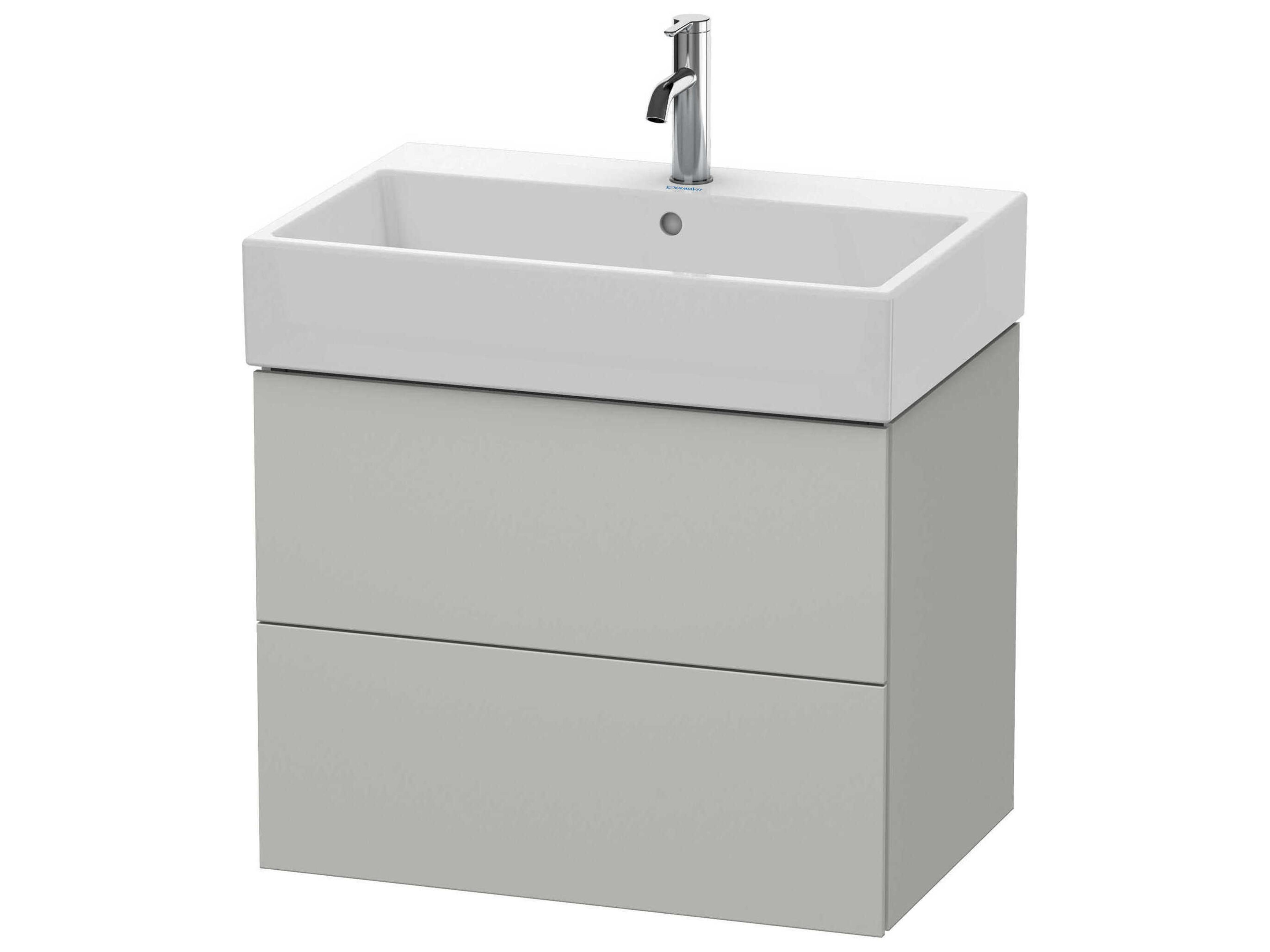 L-cube 27'' Two Drawer Concrete Gray Matt Wall-Mounted Vanity Unit