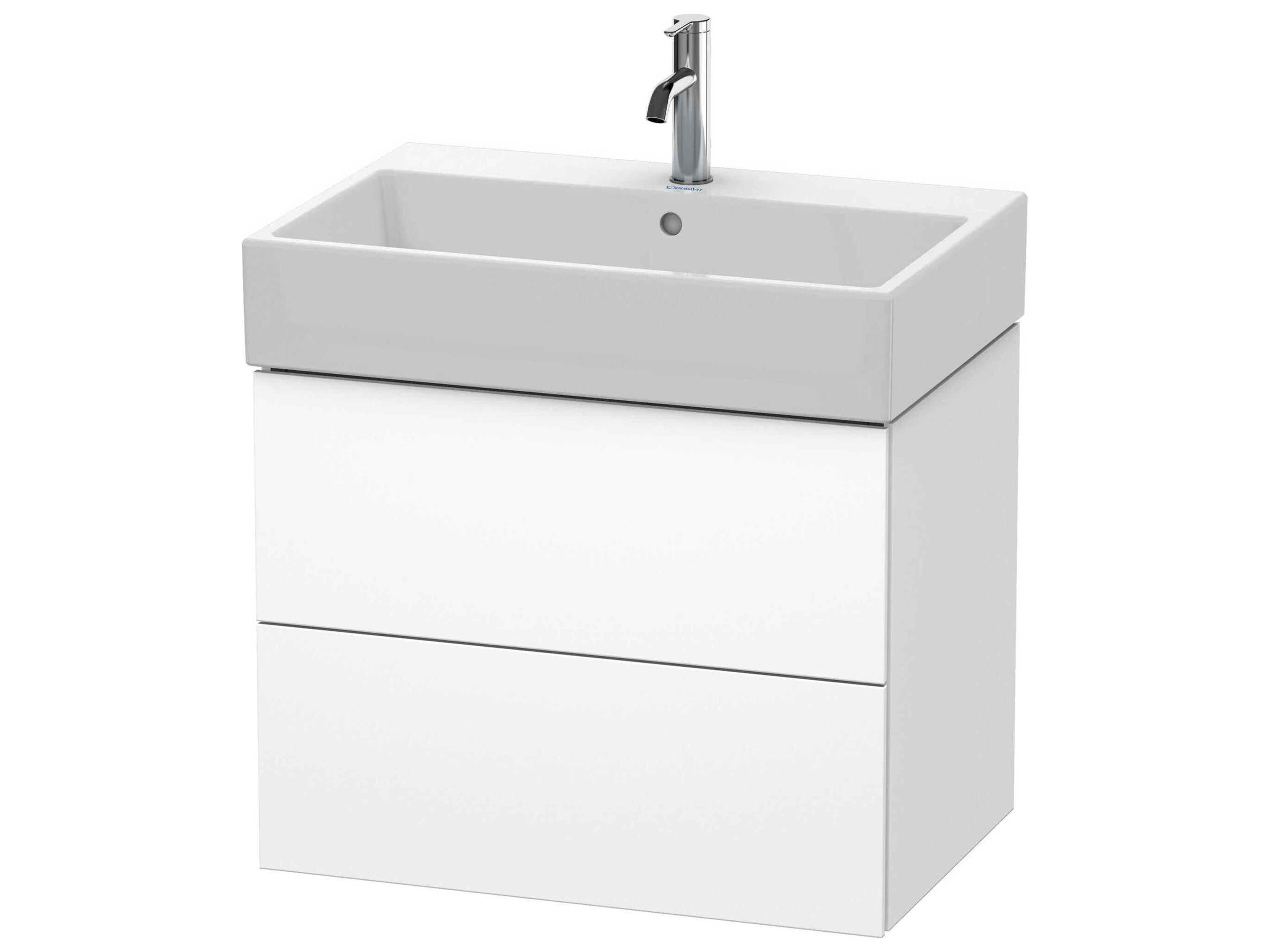 L-cube 27'' Two Drawer White Matt Wall-Mounted Vanity Unit