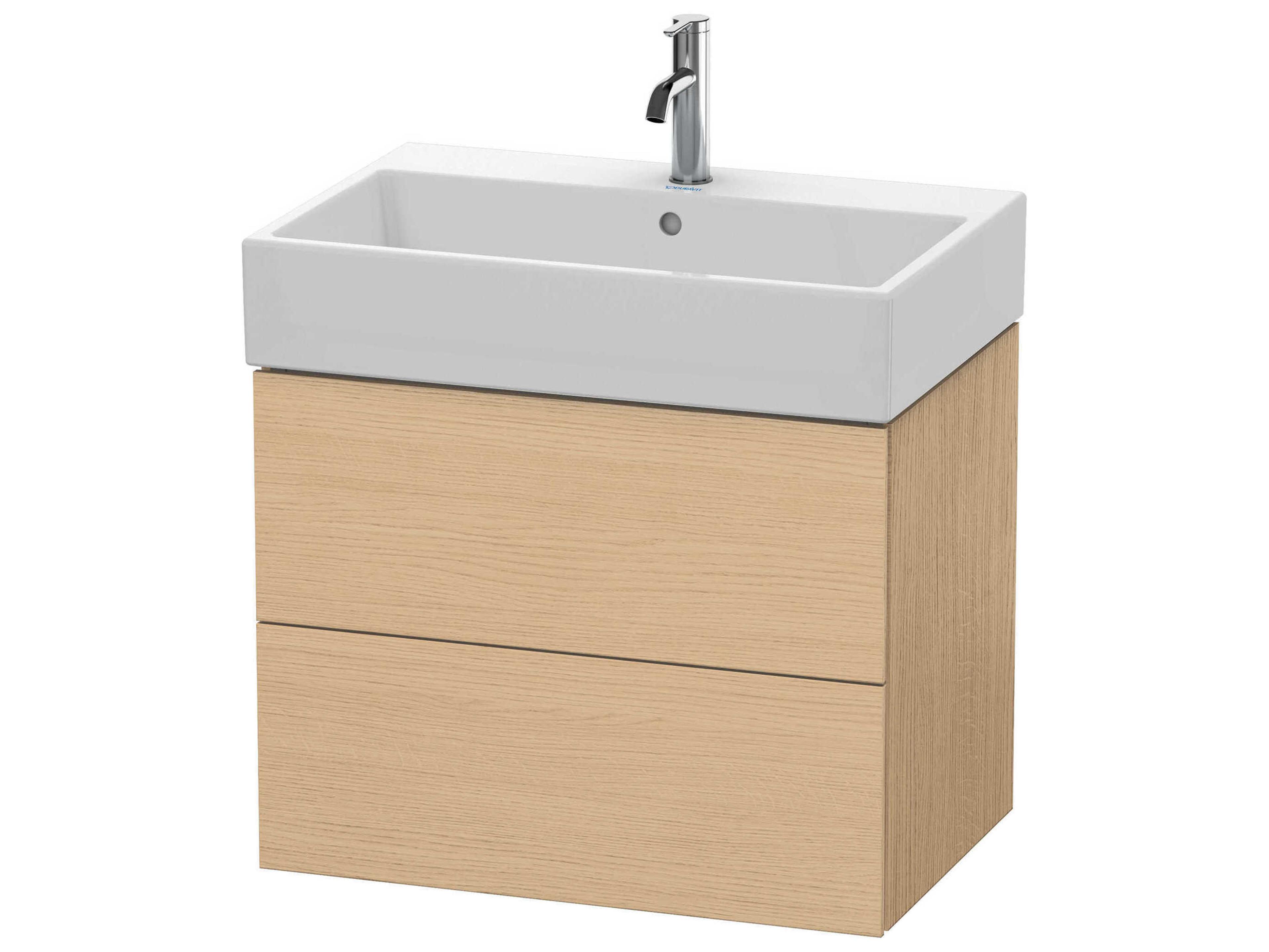L-cube 27'' Two Drawer Natural Oak Matt Wall-Mounted Vanity Unit