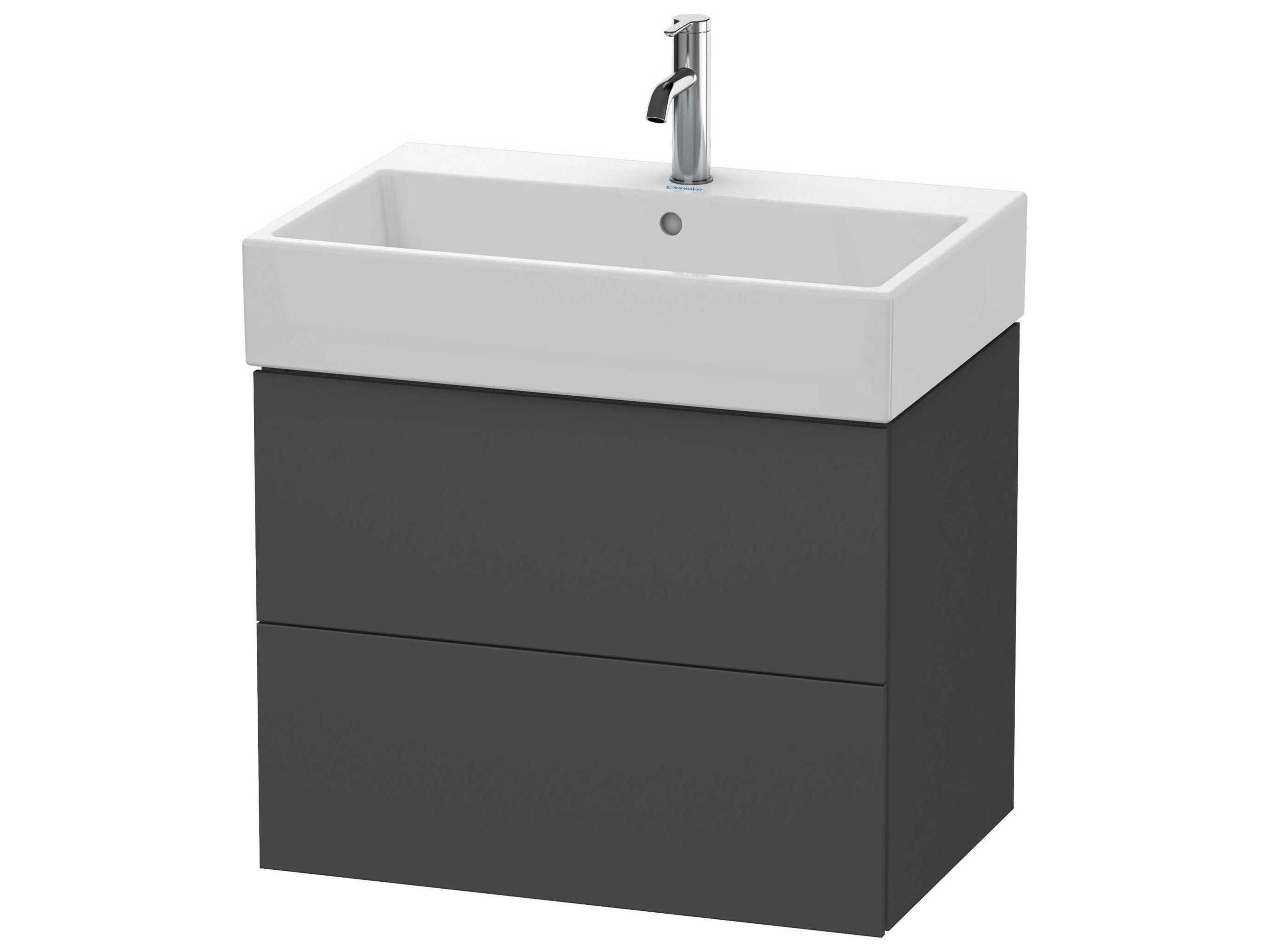 Duravit L-cube 27'' Two Drawer Graphite Matt Wall-Mounted Vanity Unit