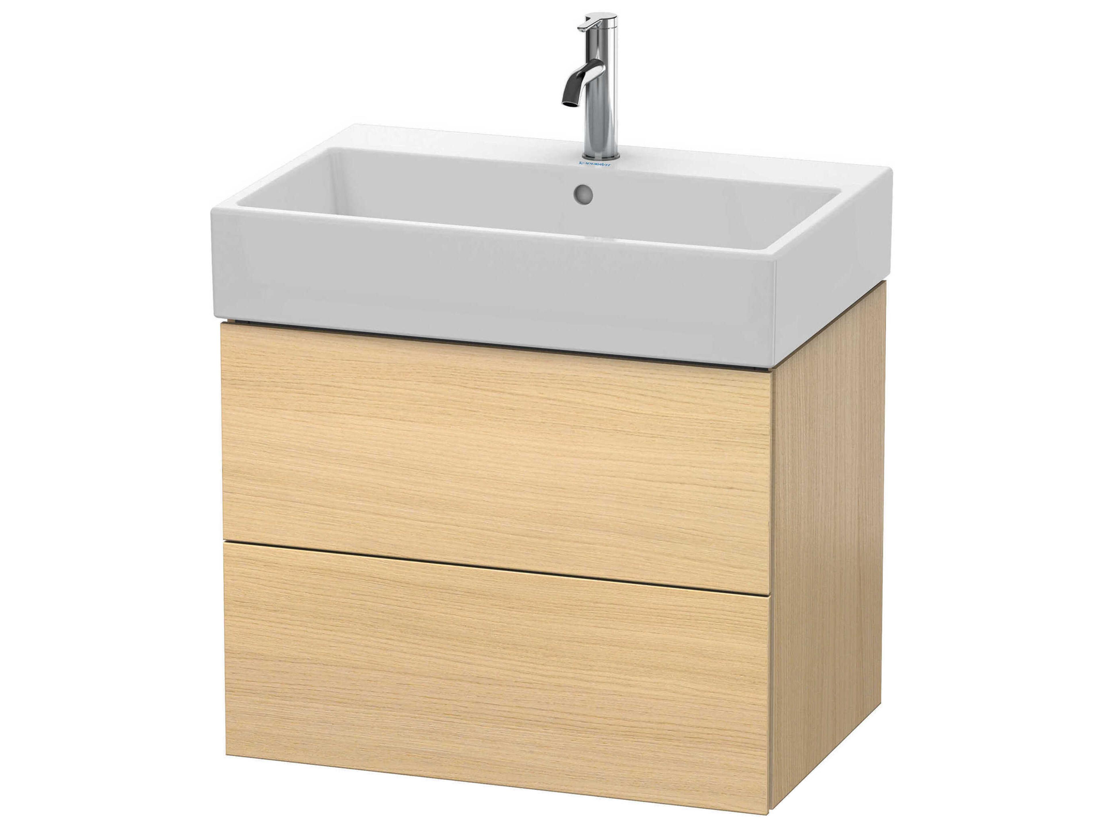 L-cube 27'' Two Drawer Mediterranean Oak Wall-Mounted Vanity Unit