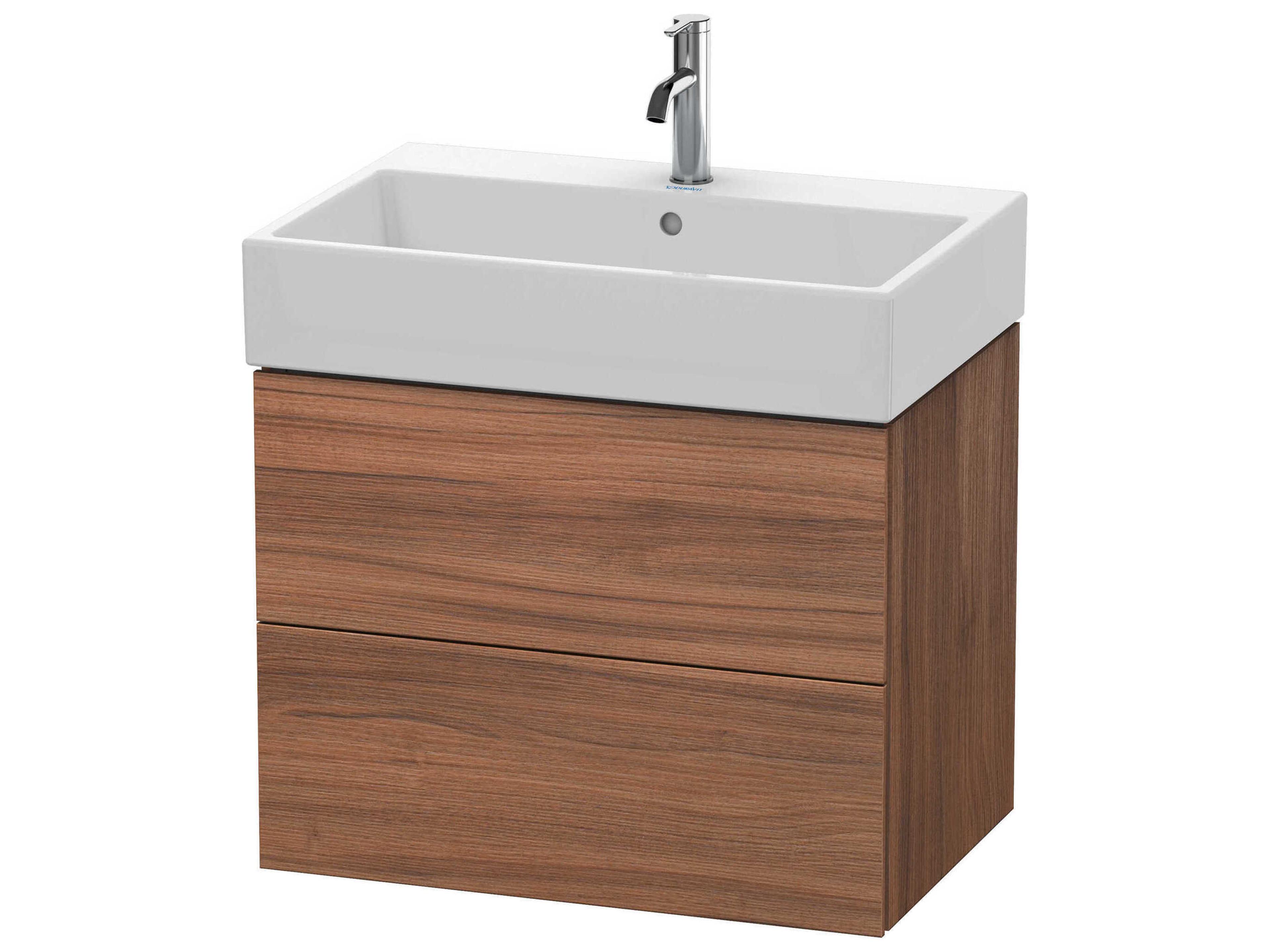 L-cube 27'' Two Drawer Walnut Matt Wall-Mounted Vanity Unit