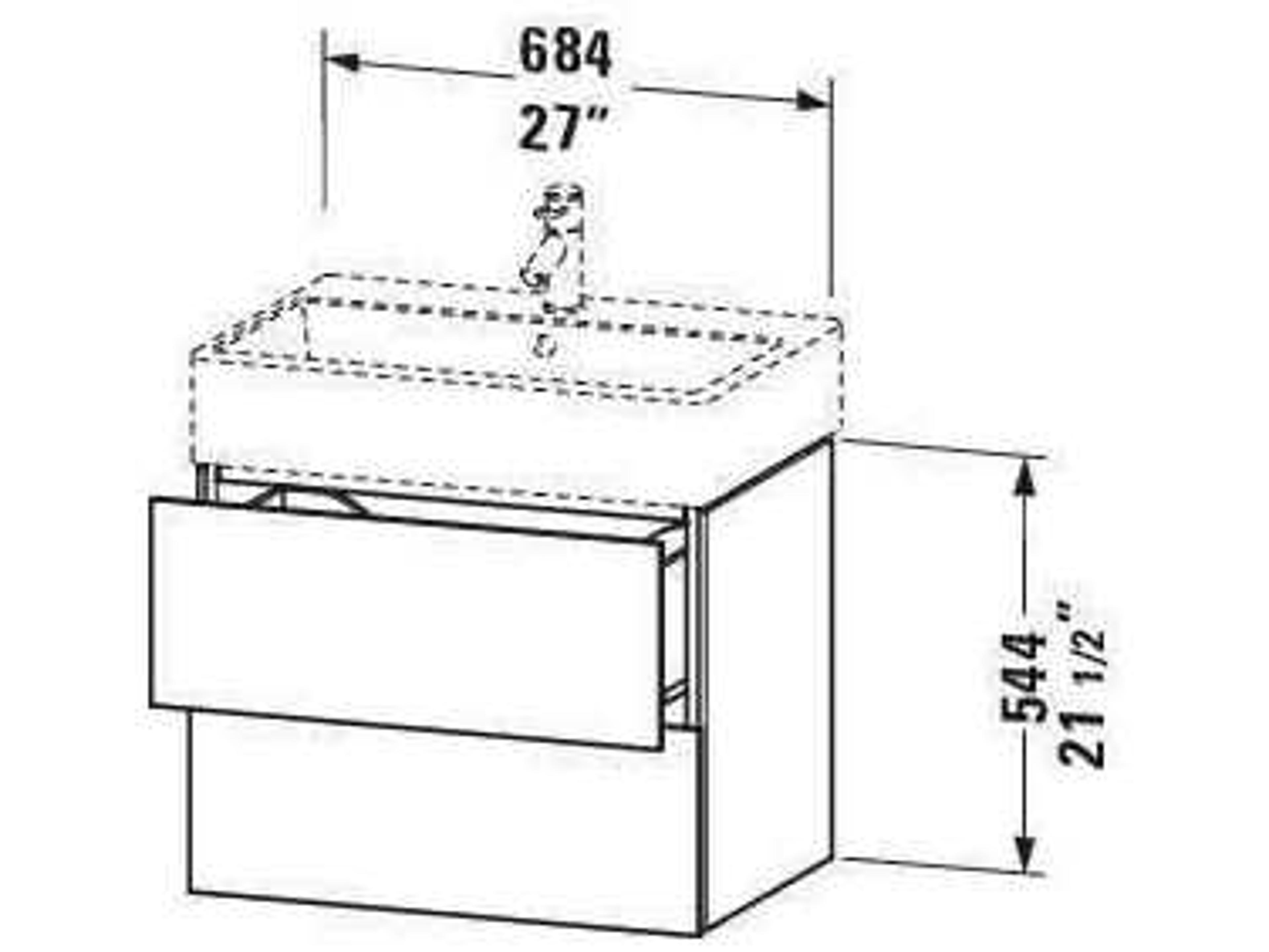 Duravit L-cube 27'' Two Drawer Walnut Matt Wall-Mounted Vanity Unit