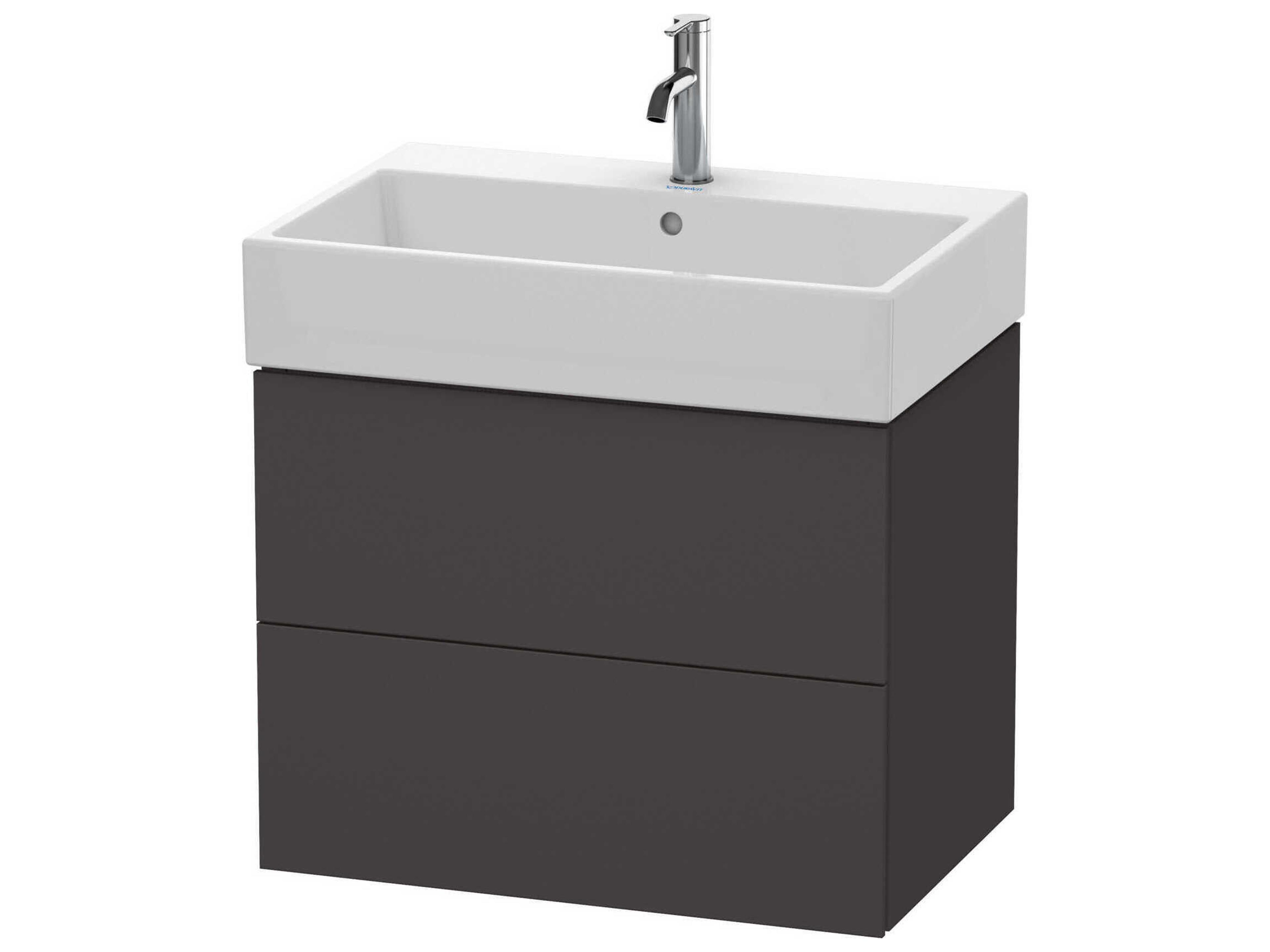 L-cube 27'' Two Drawer Graphite Super Matt Wall-Mounted Vanity Unit