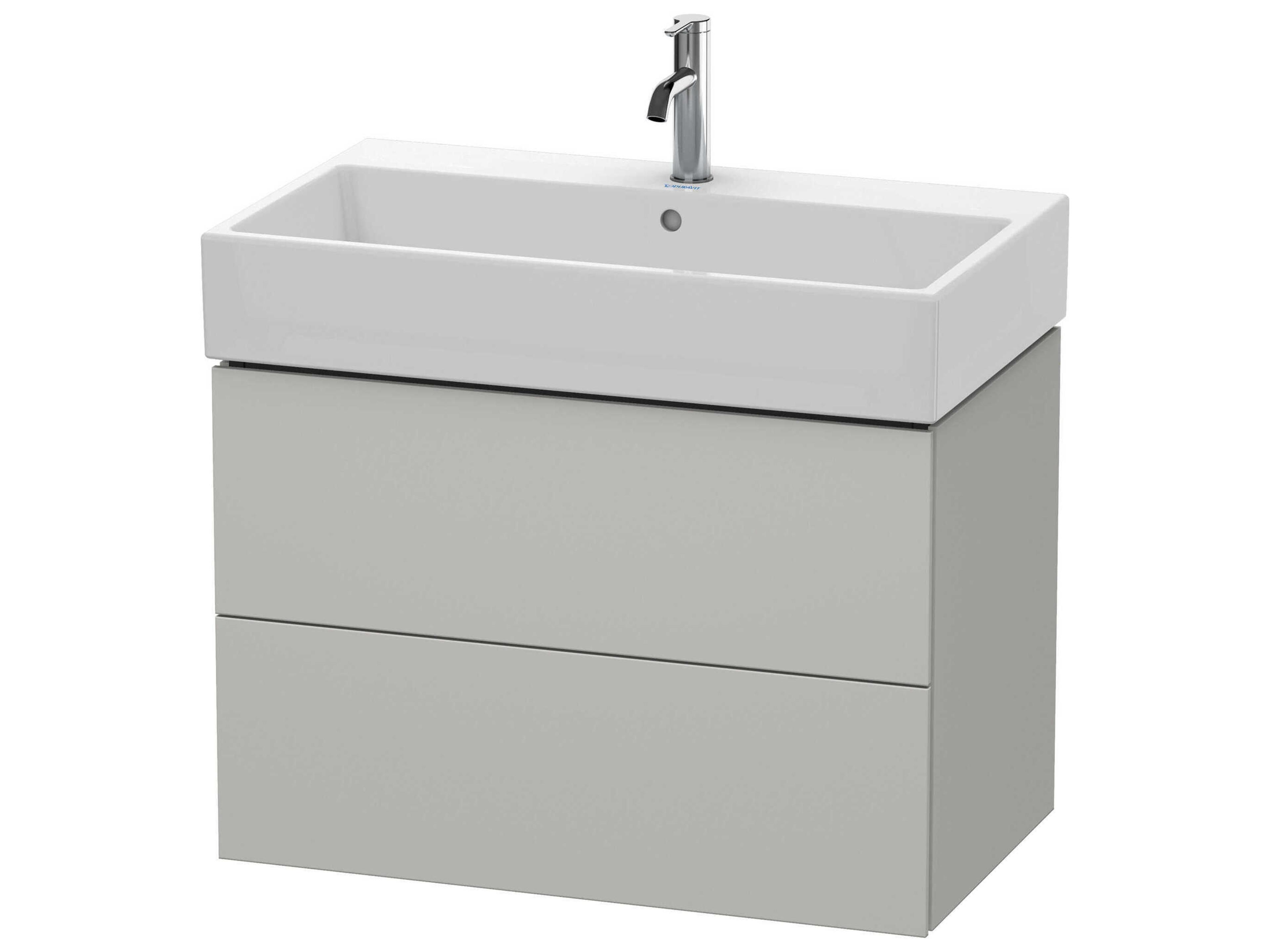 L-cube 31'' Two Drawer Concrete Gray Matt Wall-Mounted Vanity Unit