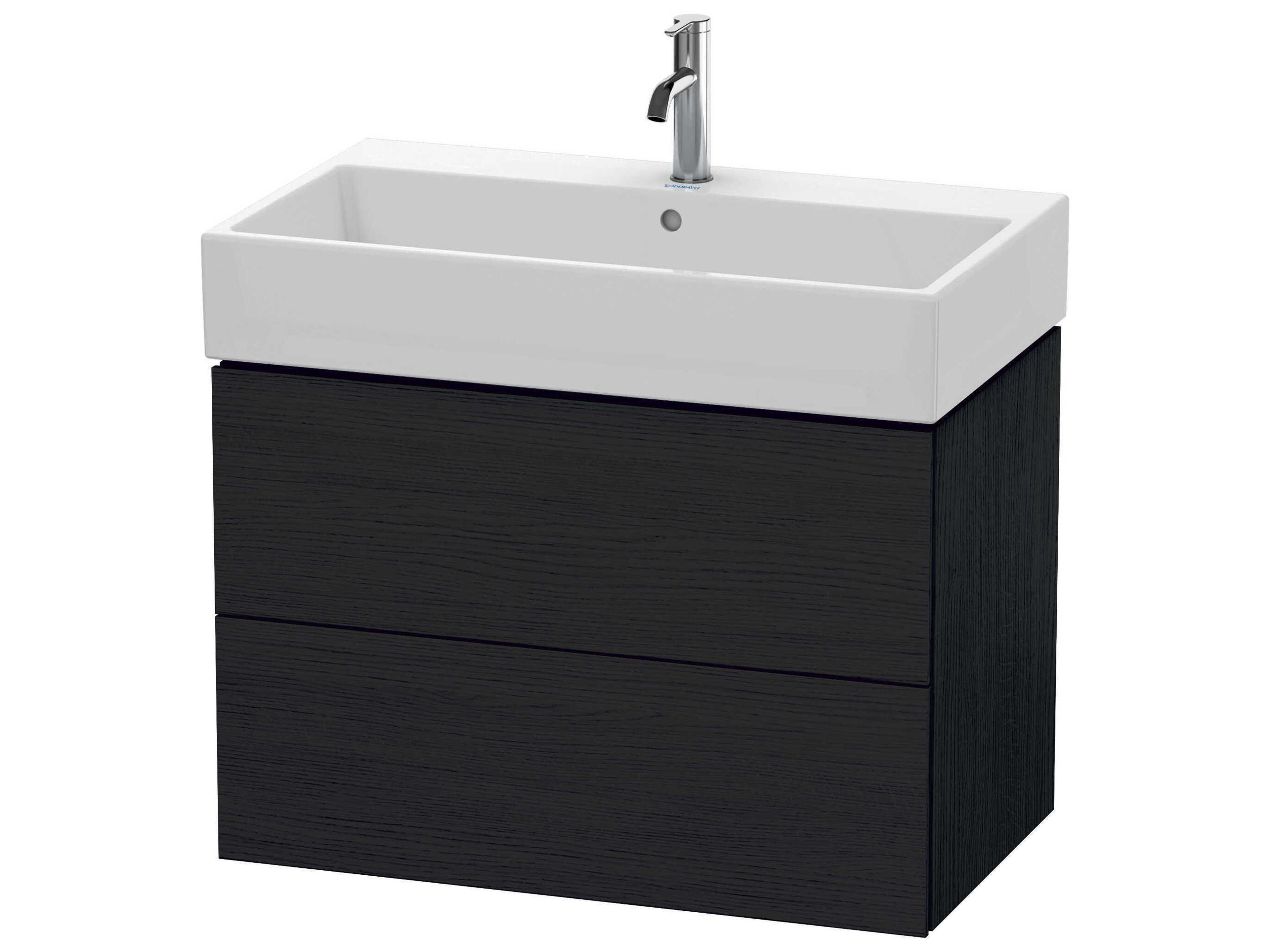 Duravit L-cube 31'' Two Drawer Black Oak Matt Wall-Mounted Vanity Unit