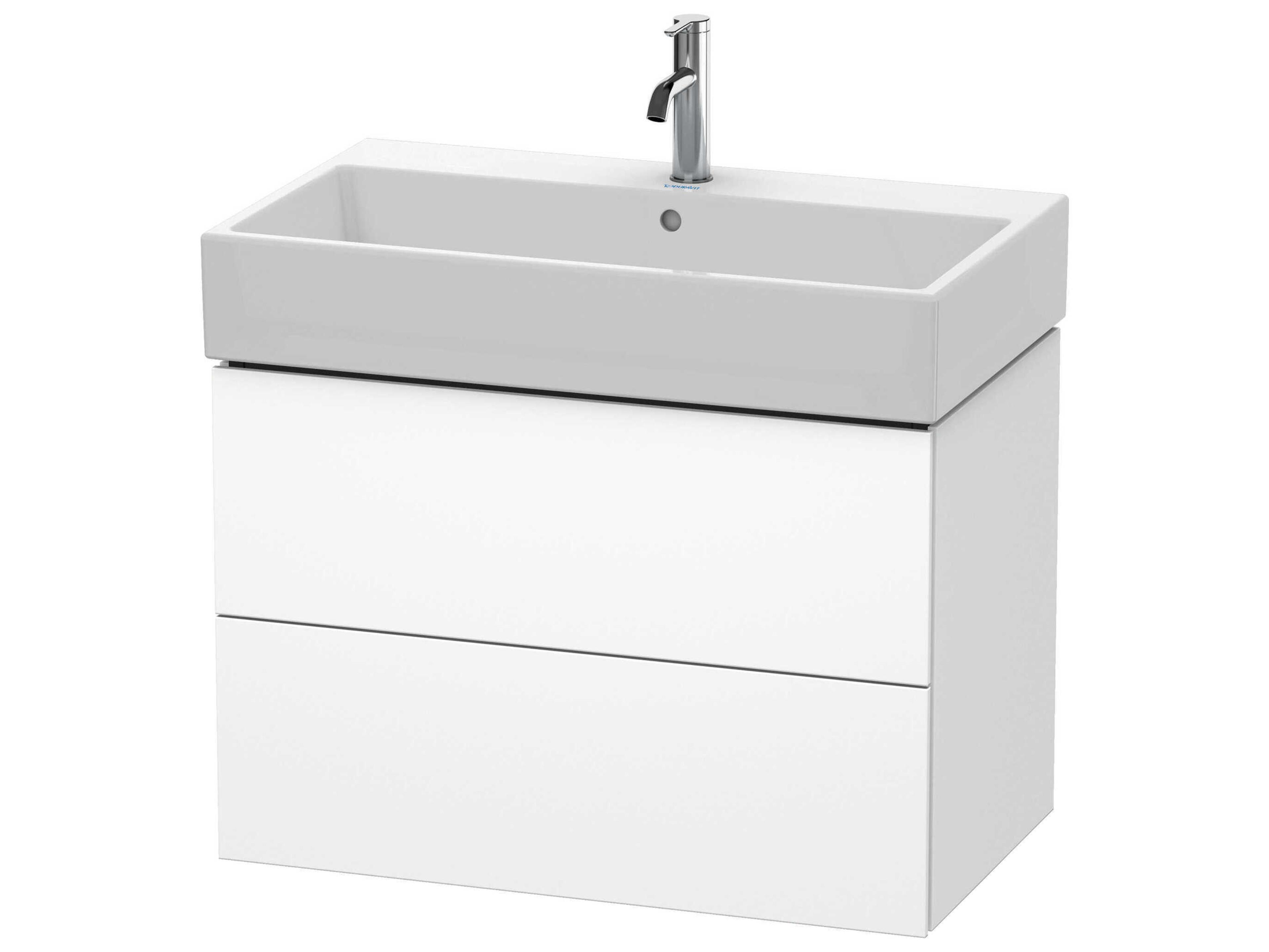 L-cube 31'' Two Drawer White Matt Wall-Mounted Vanity Unit