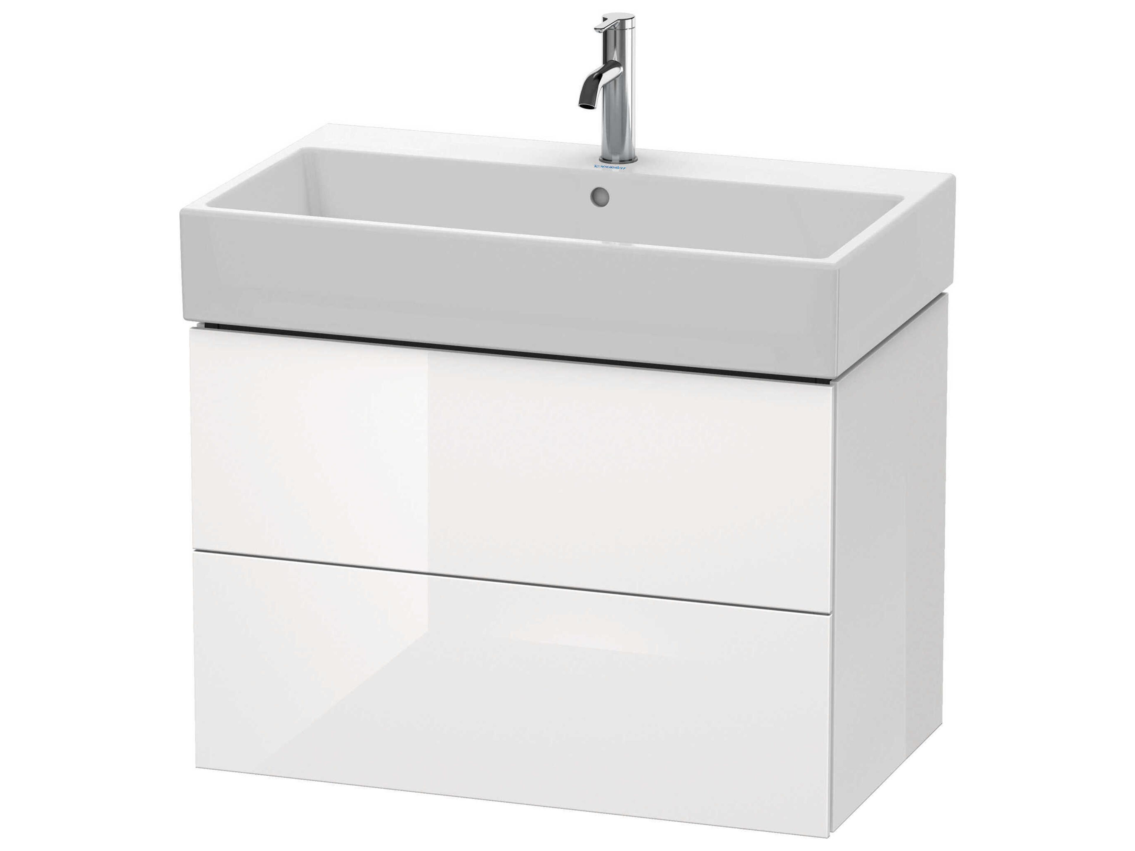 L-cube 31'' Two Drawer White High Gloss Wall-Mounted Vanity Unit