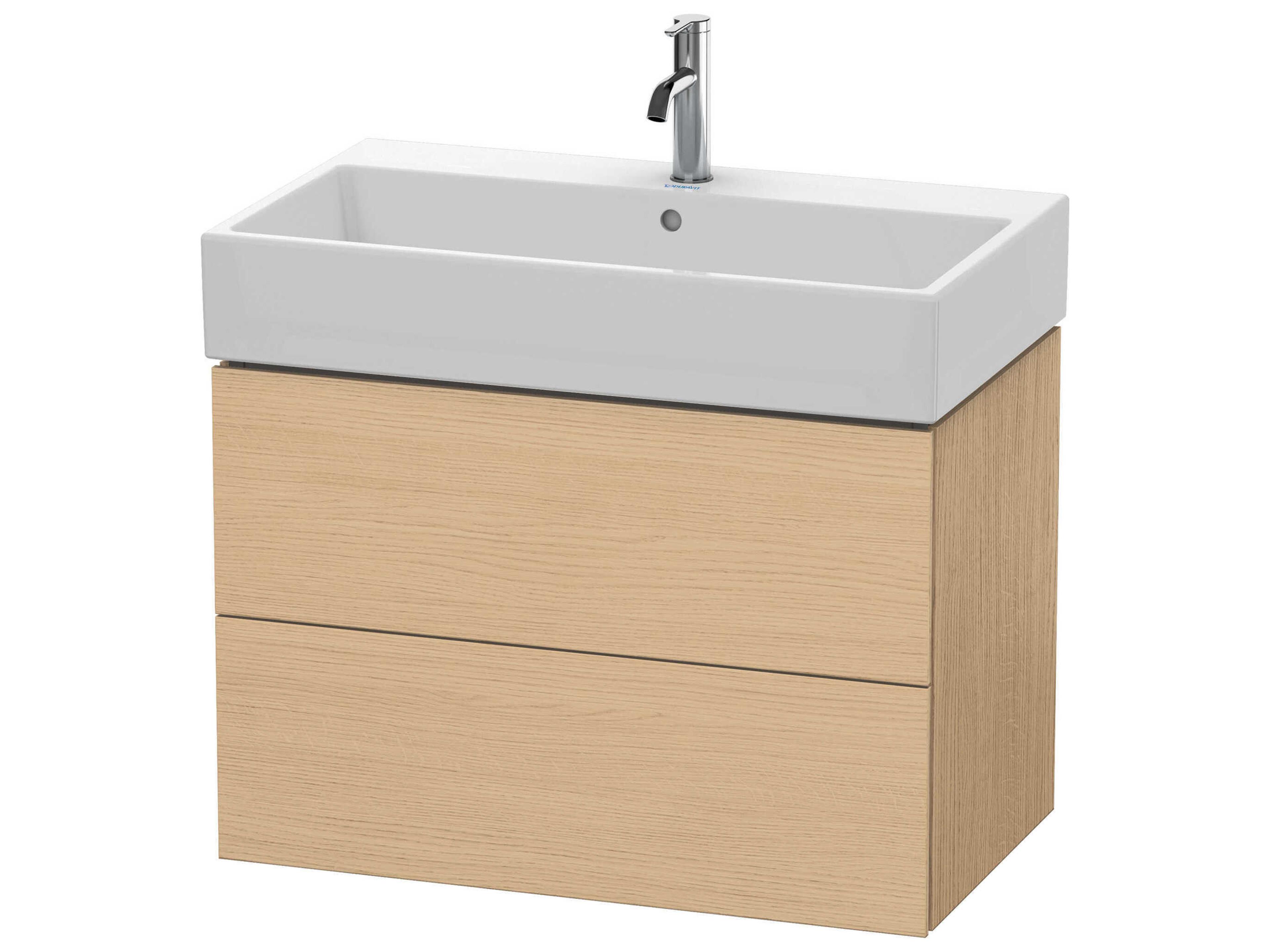L-cube 31'' Two Drawer Natural Oak Matt Wall-Mounted Vanity Unit