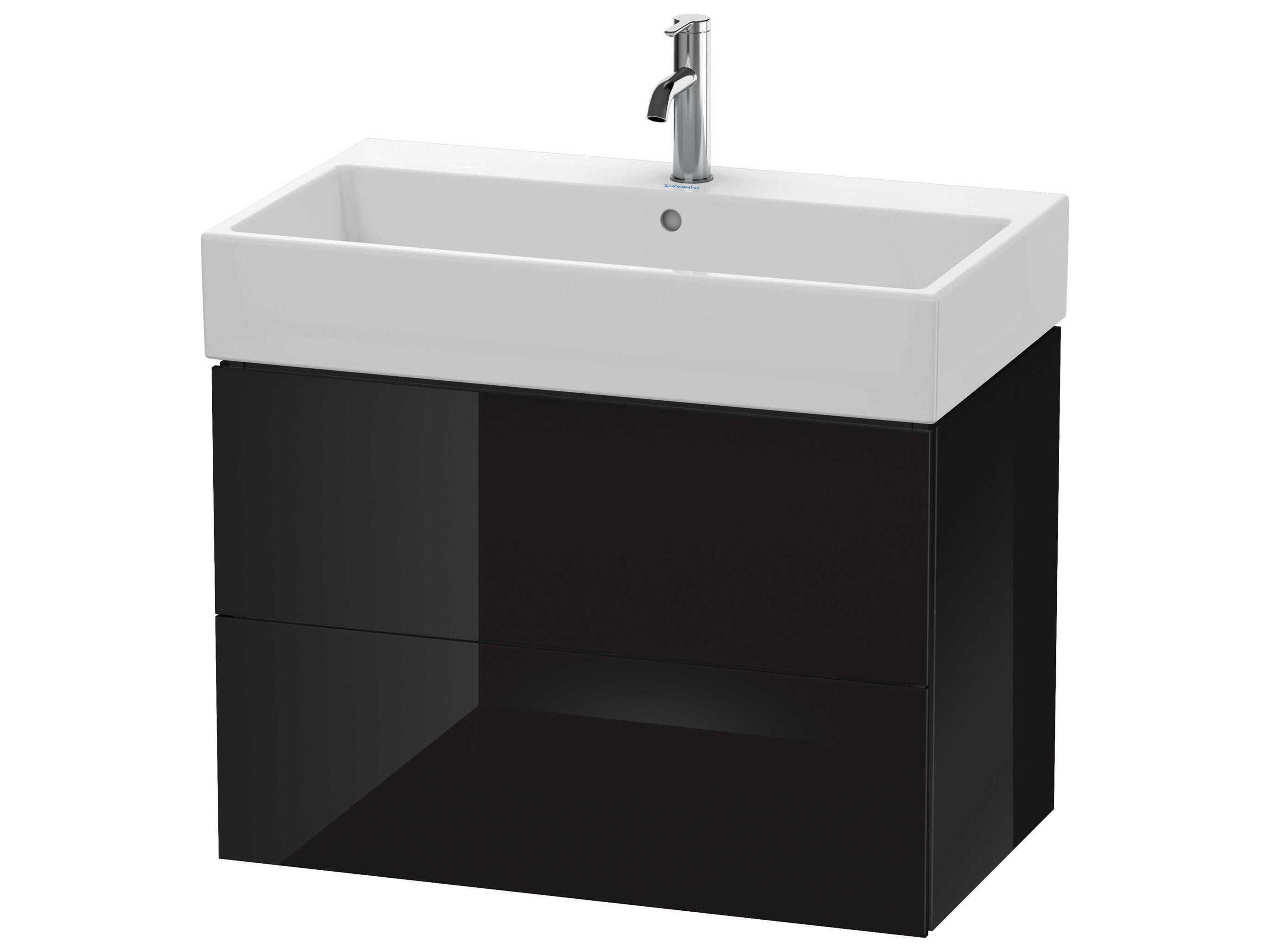 L-cube 31'' Two Drawer Black High Gloss Wall-Mounted Vanity Unit