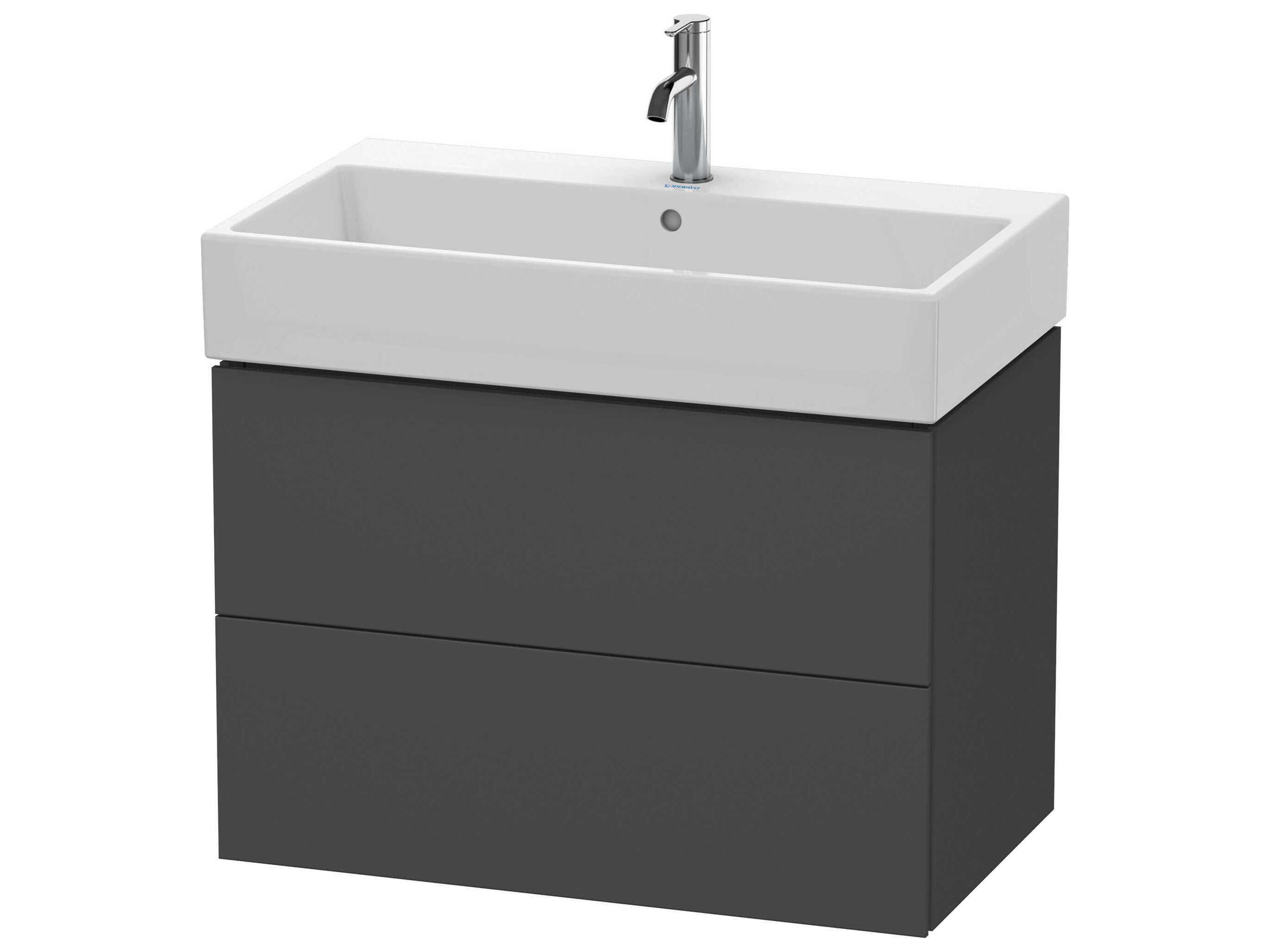 L-cube 31'' Two Drawer Graphite Matt Wall-Mounted Vanity Unit