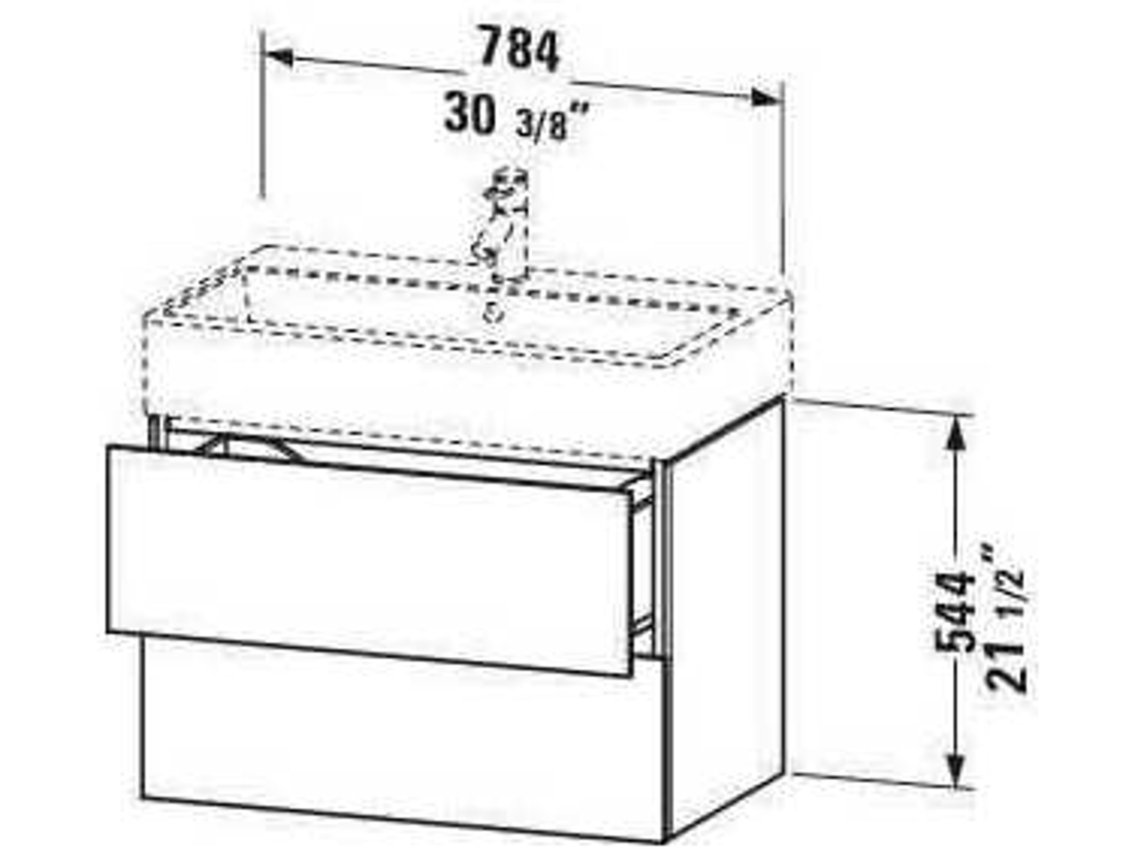 Duravit L-cube 31'' Two Drawer Walnut (Brushed) Matt Wall-Mounted Vanity Unit