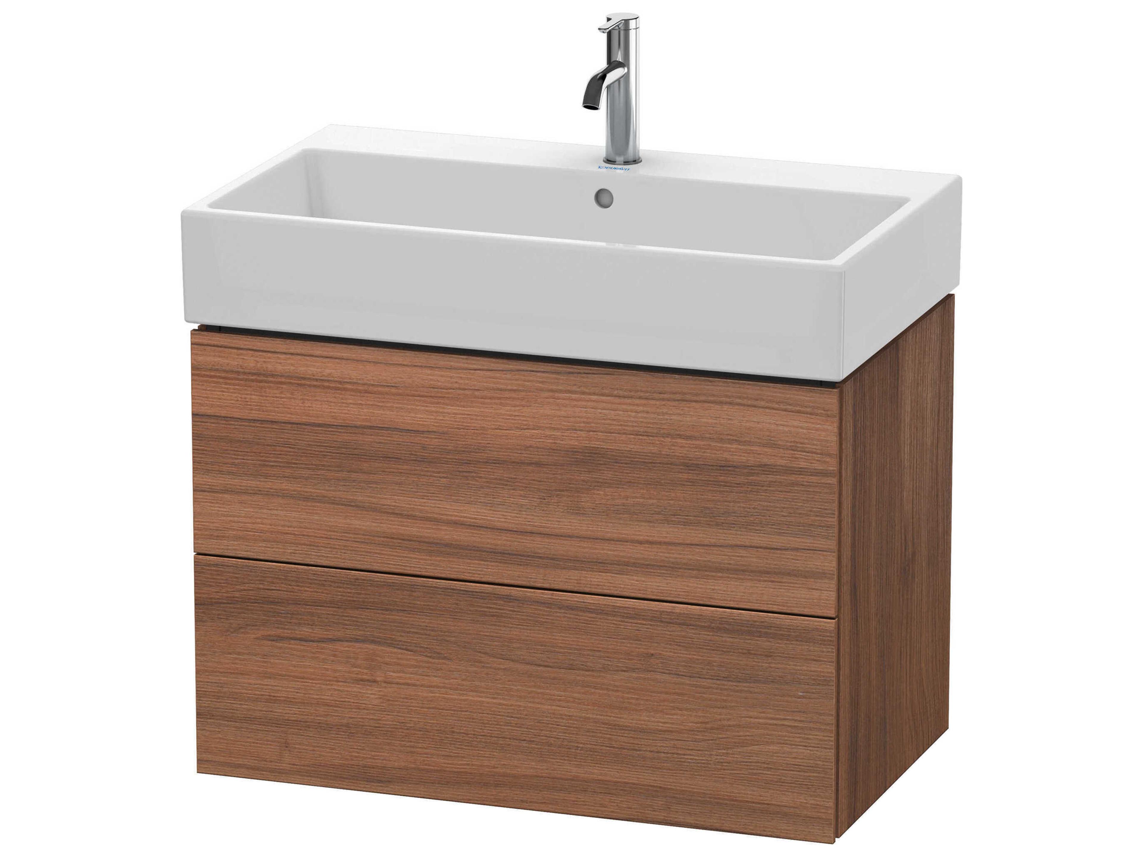 L-cube 31'' Two Drawer Walnut Matt Wall-Mounted Vanity Unit