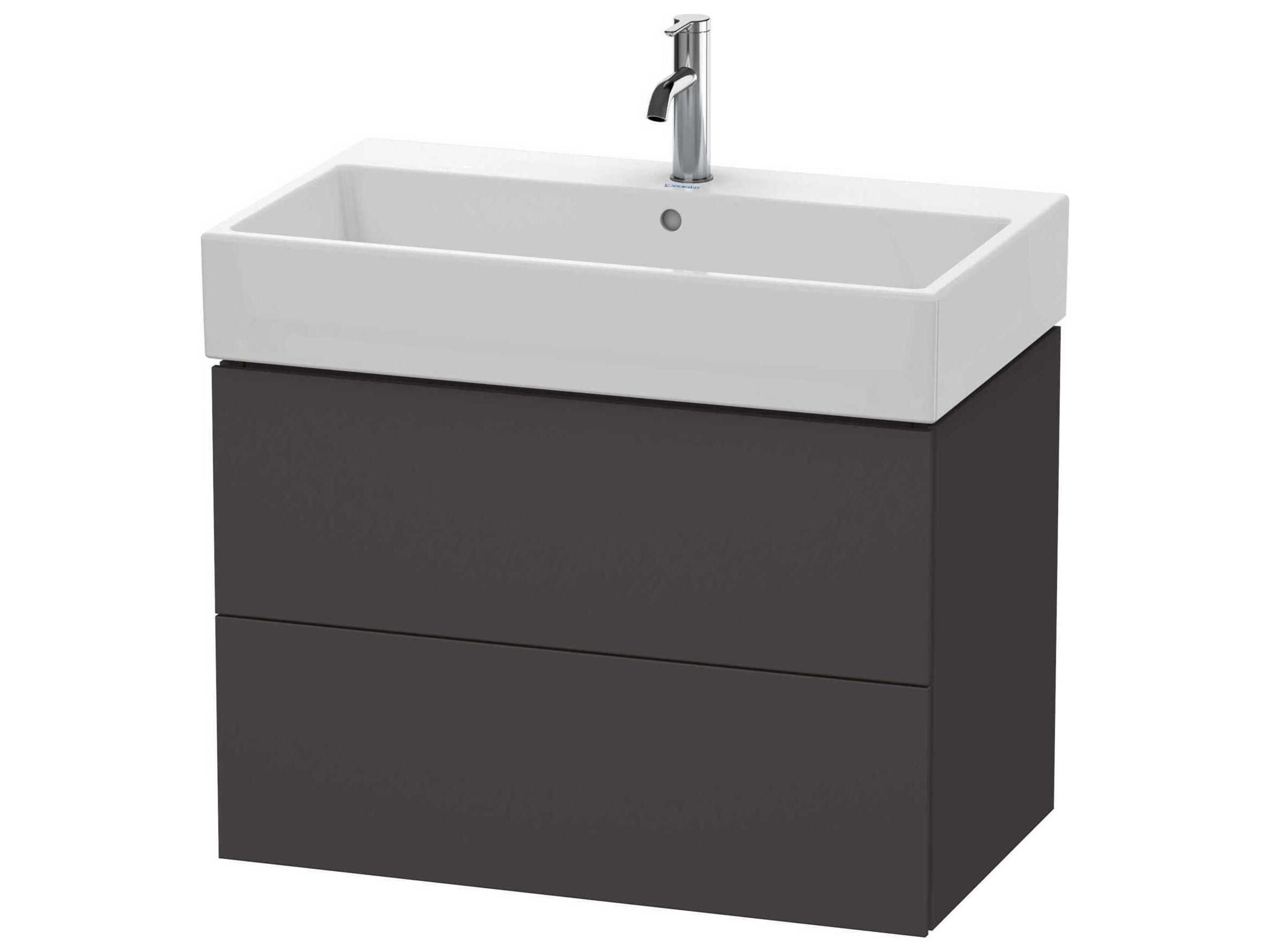 L-cube 31'' Two Drawer Graphite Super Matt Wall-Mounted Vanity Unit