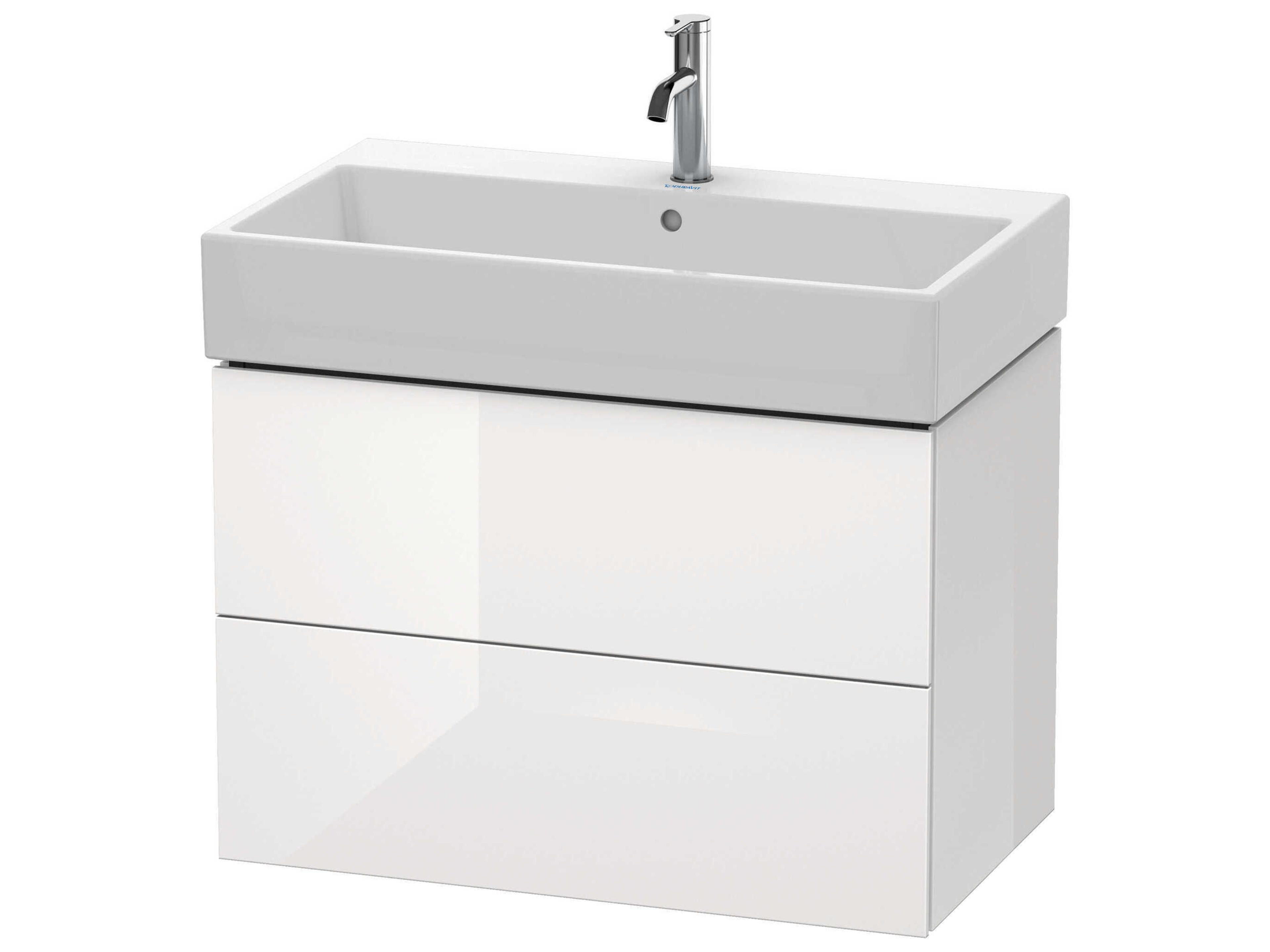 L-cube 31'' Two Drawer White High Gloss (Lacquer) Wall-Mounted Vanity Unit