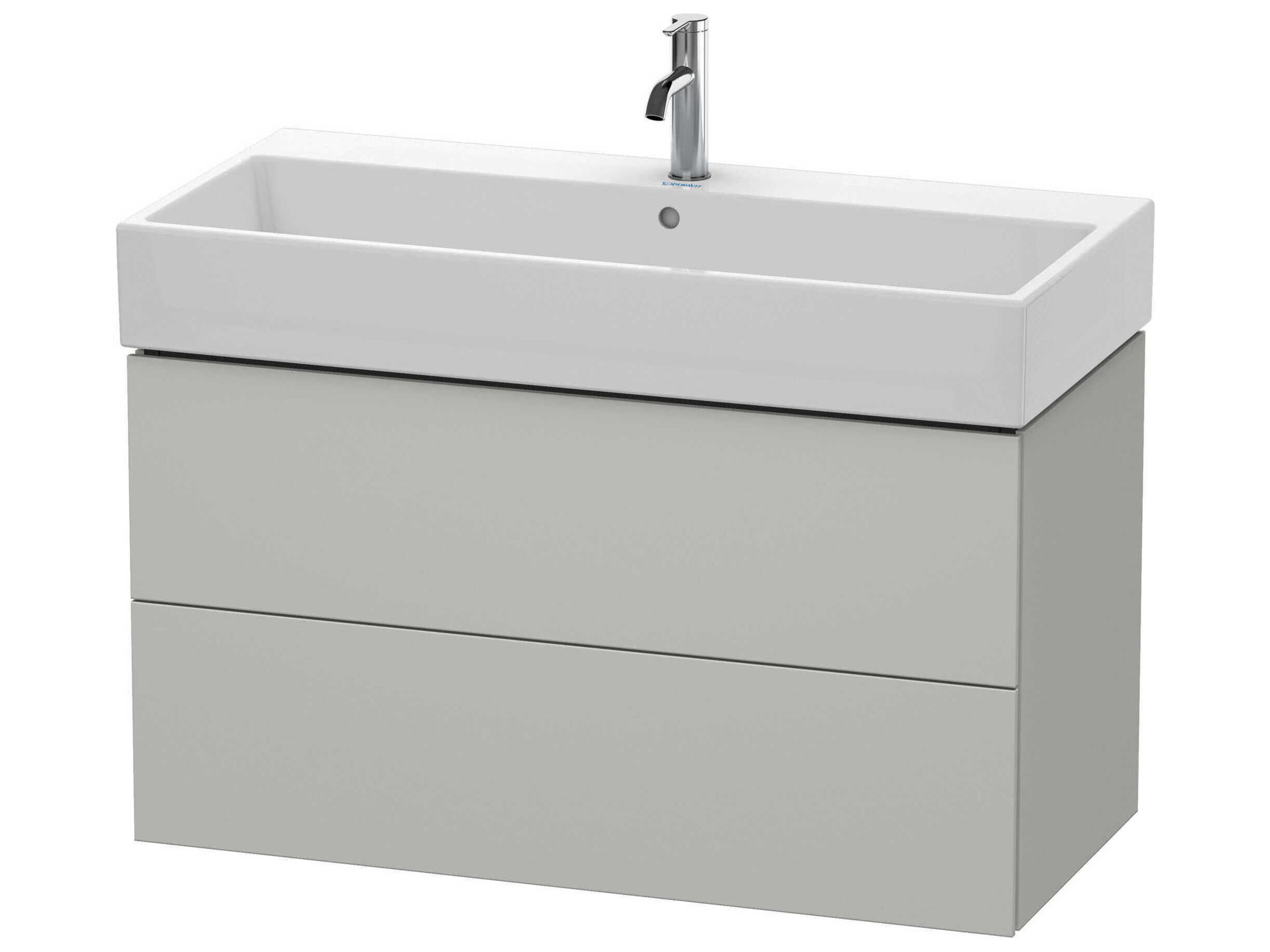 L-cube 39'' Two Drawer Concrete Gray Matt Wall-Mounted Vanity Unit
