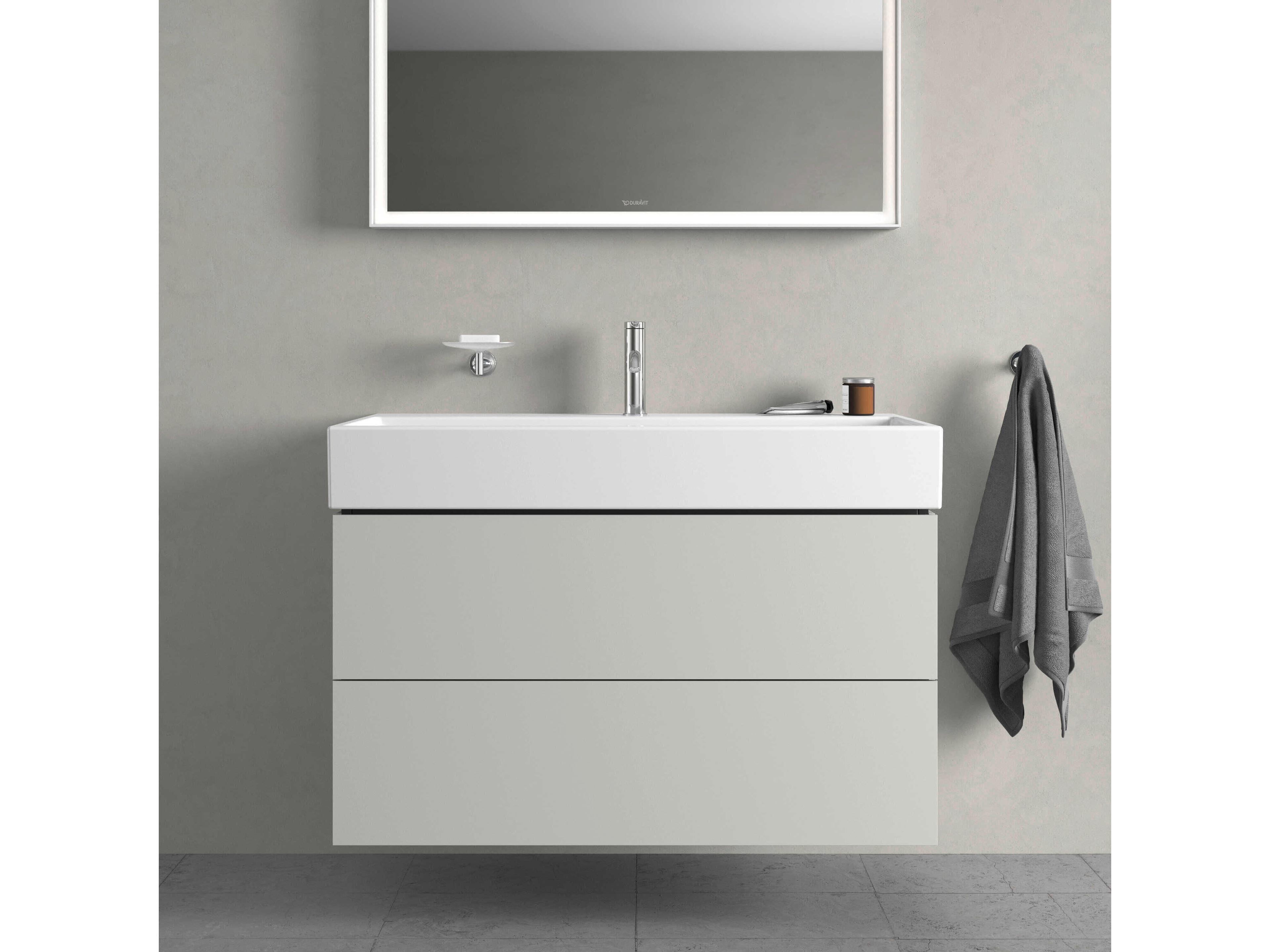 Duravit L-cube 39'' Two Drawer Concrete Gray Matt Wall-Mounted Vanity Unit