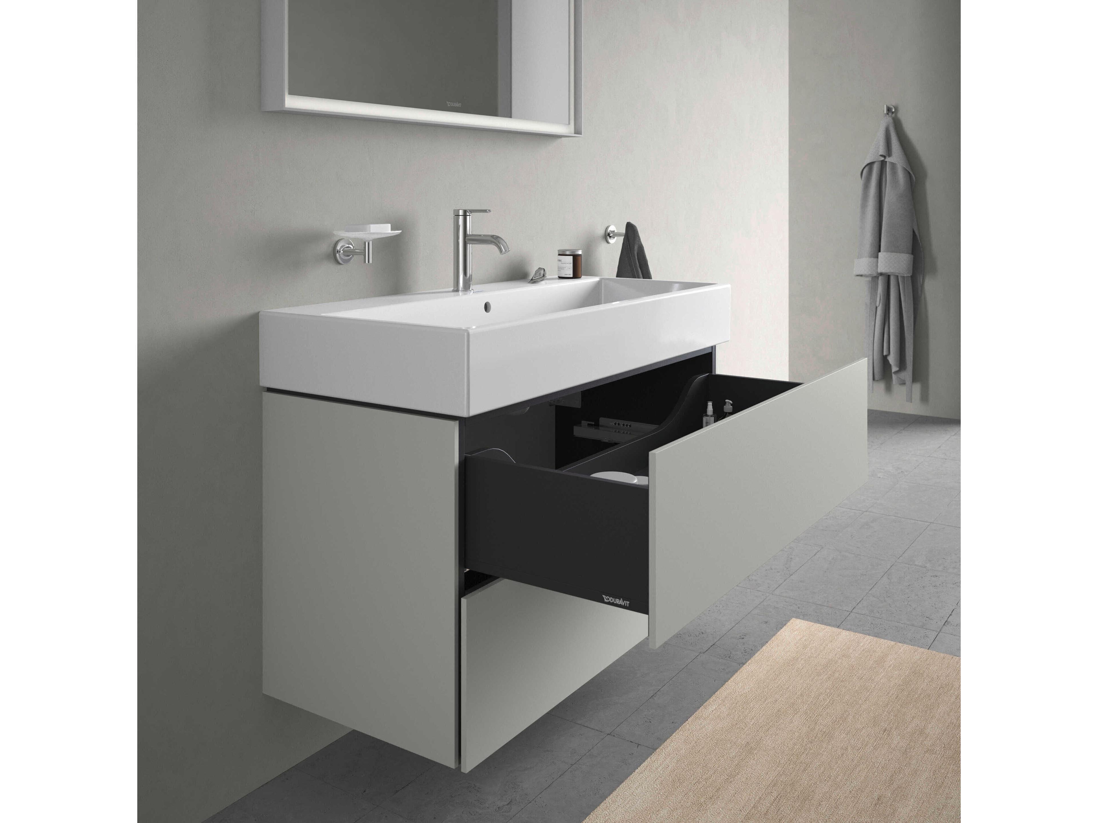 Duravit L-cube 39'' Two Drawer Concrete Gray Matt Wall-Mounted Vanity Unit
