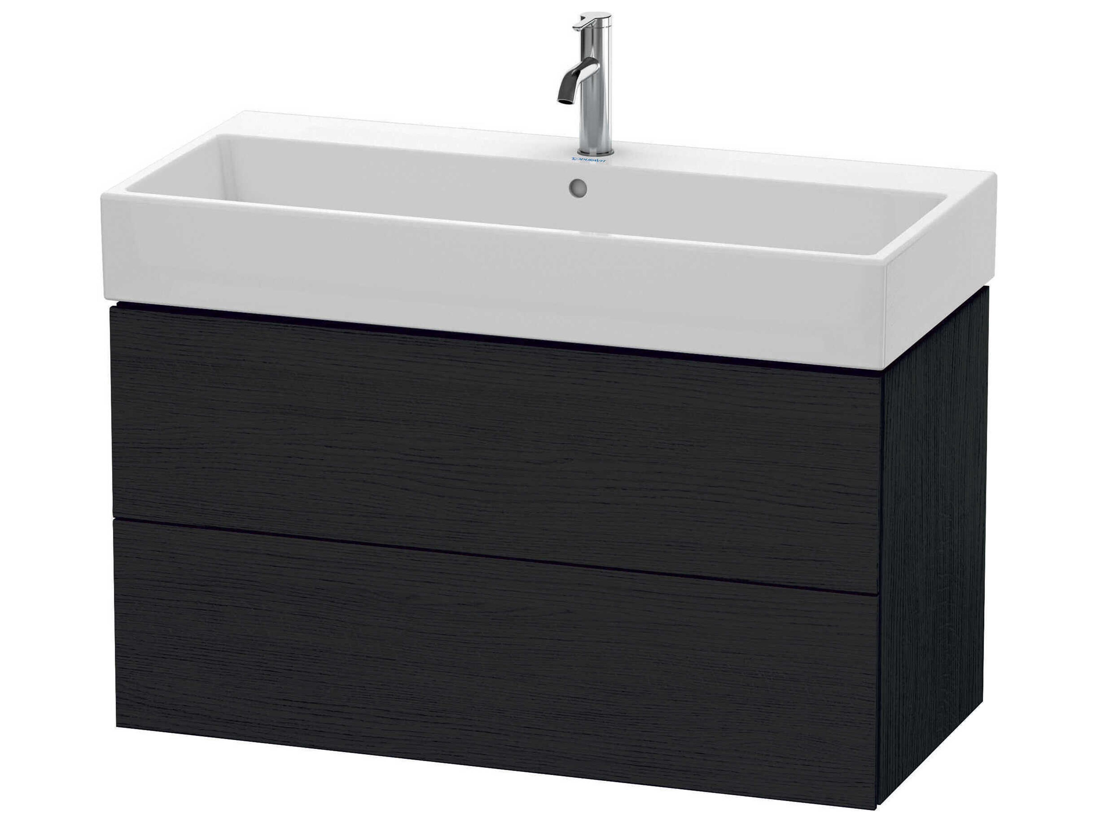 L-cube 39'' Two Drawer Black Oak Matt Wall-Mounted Vanity Unit