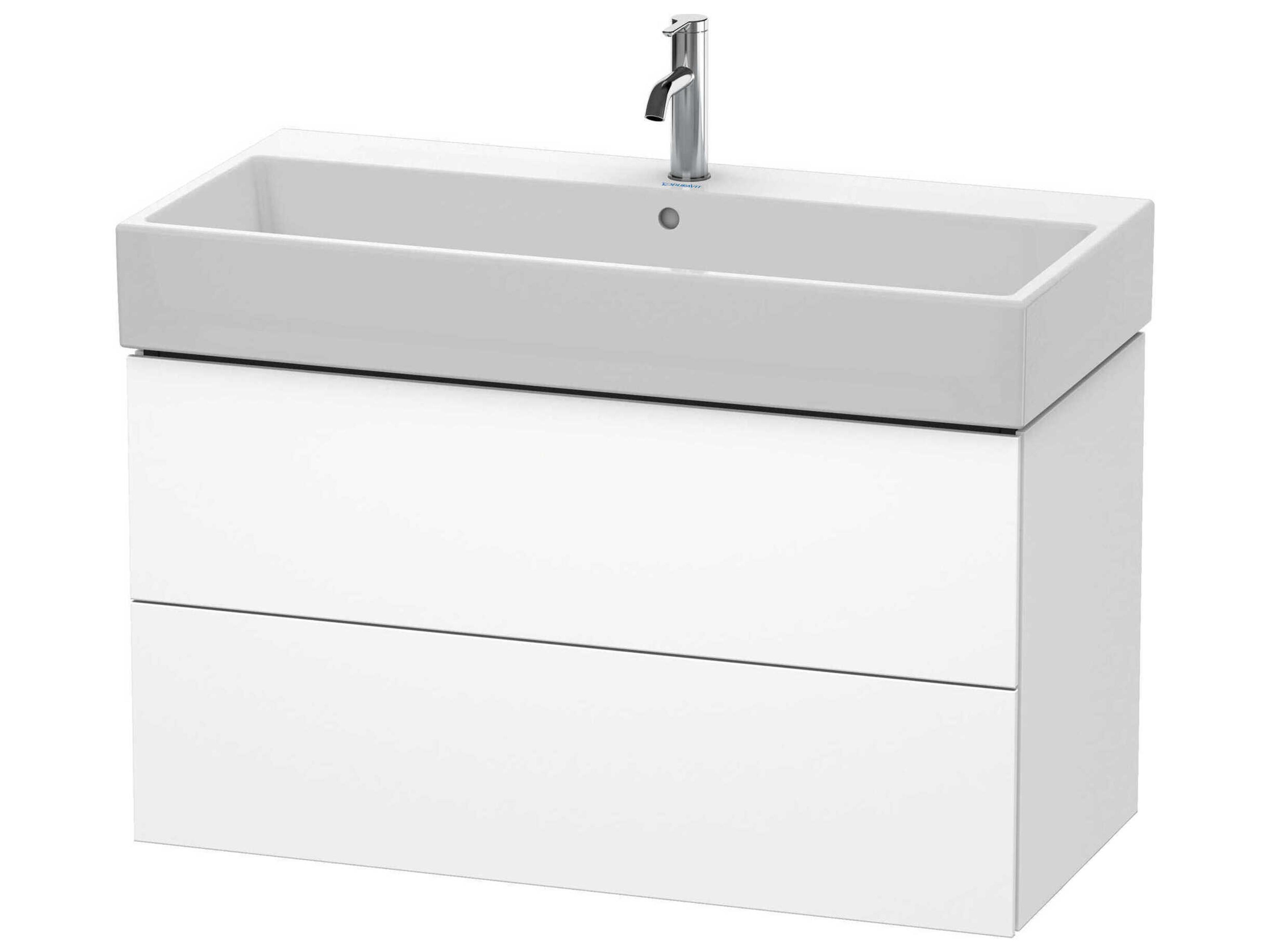 L-cube 39'' Two Drawer White Matt Wall-Mounted Vanity Unit