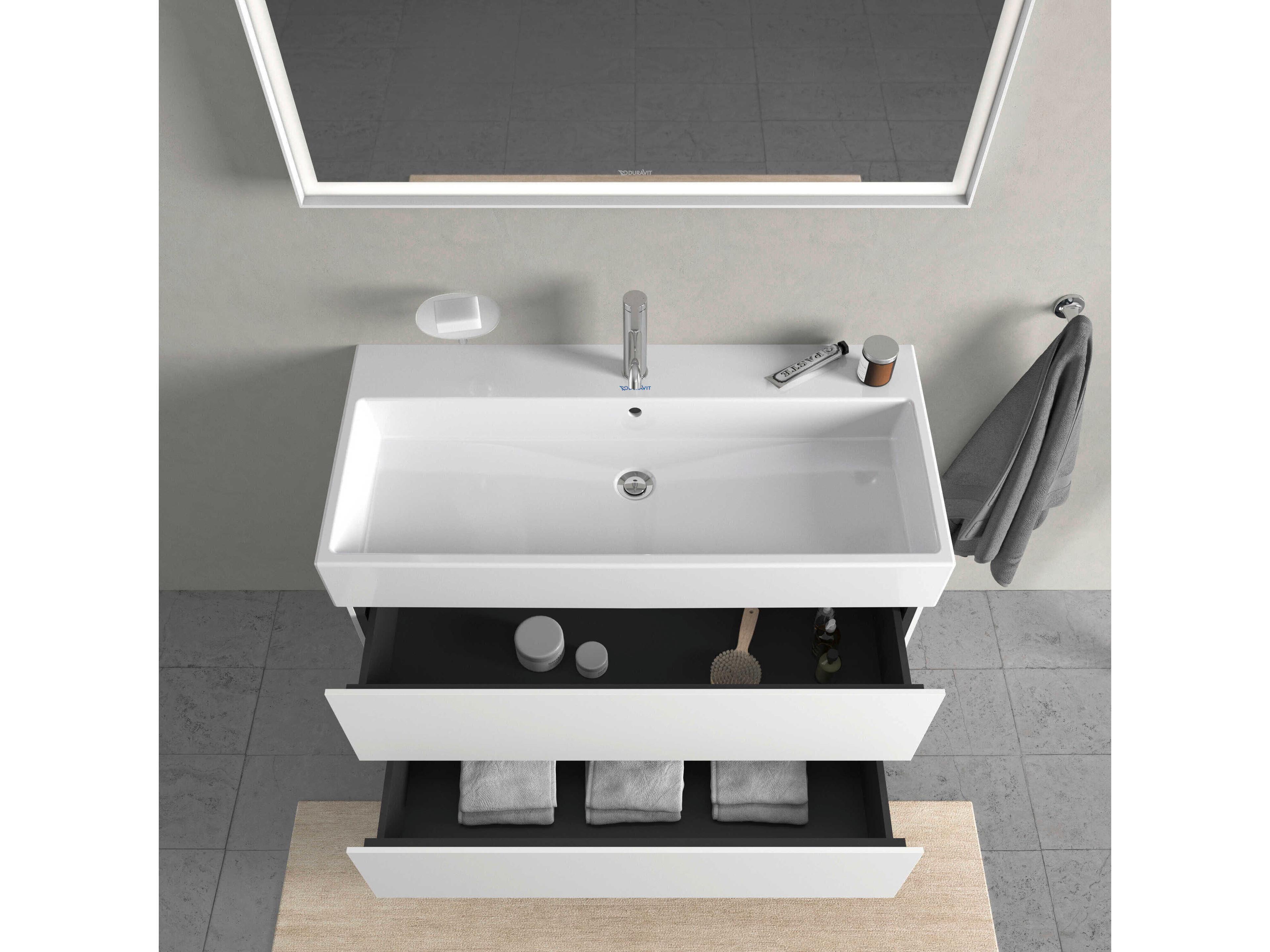 Duravit L-cube 39'' Two Drawer White Matt Wall-Mounted Vanity Unit