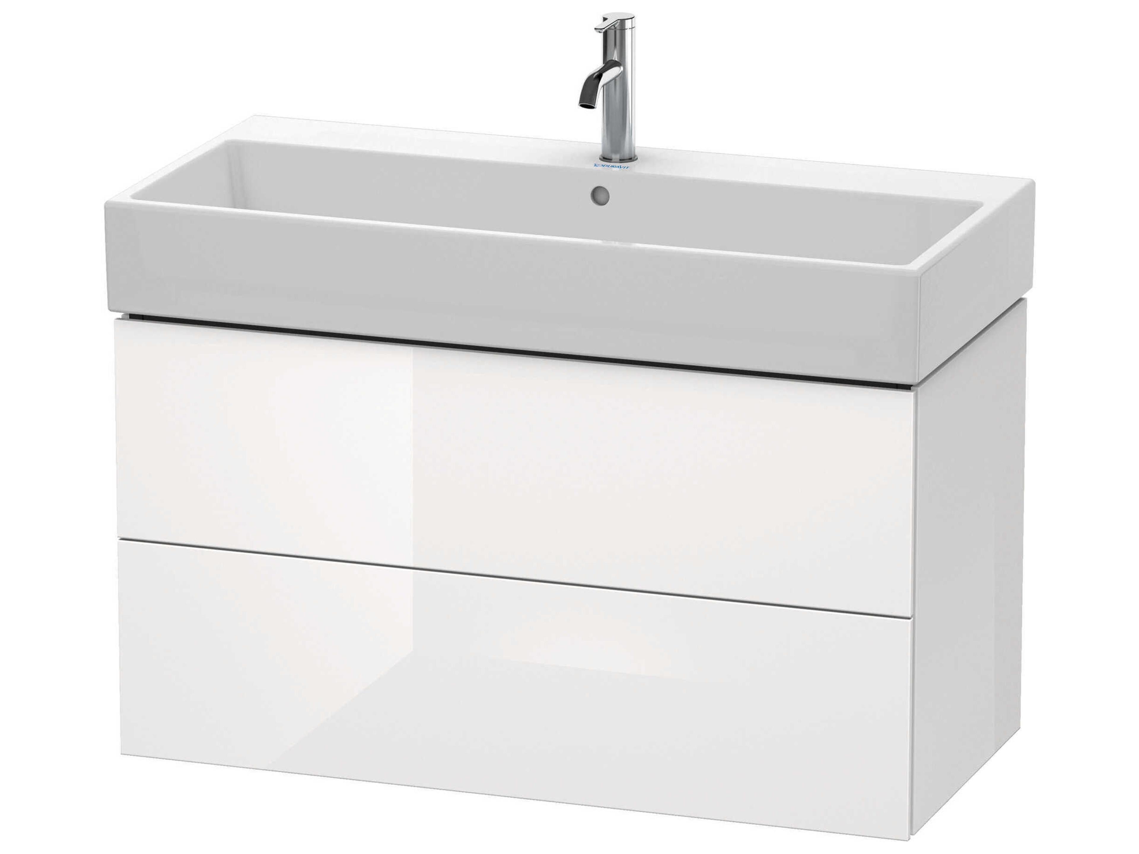 L-cube 39'' Two Drawer White High Gloss Wall-Mounted Vanity Unit