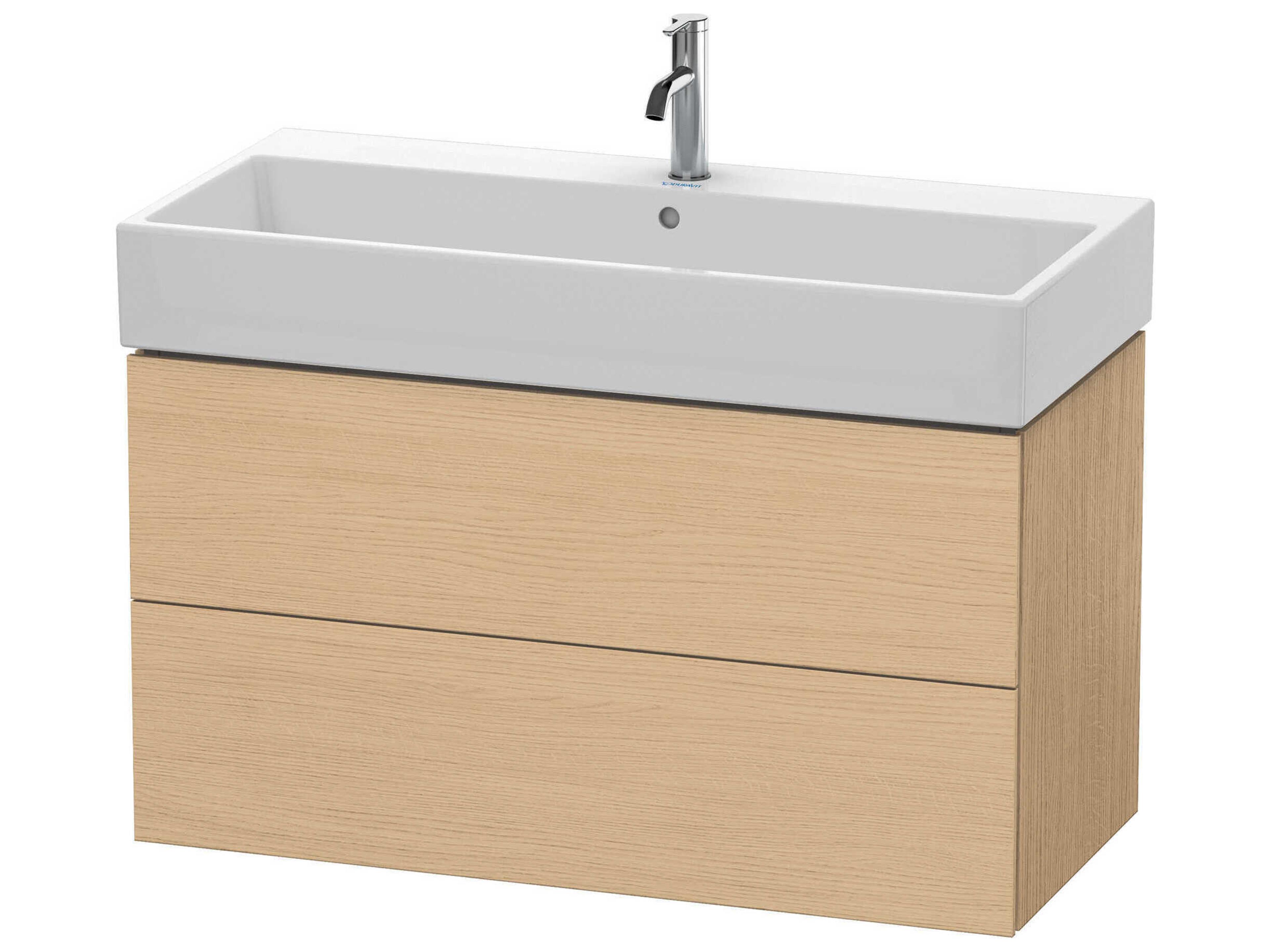 L-cube 39'' Two Drawer Natural Oak Matt Wall-Mounted Vanity Unit