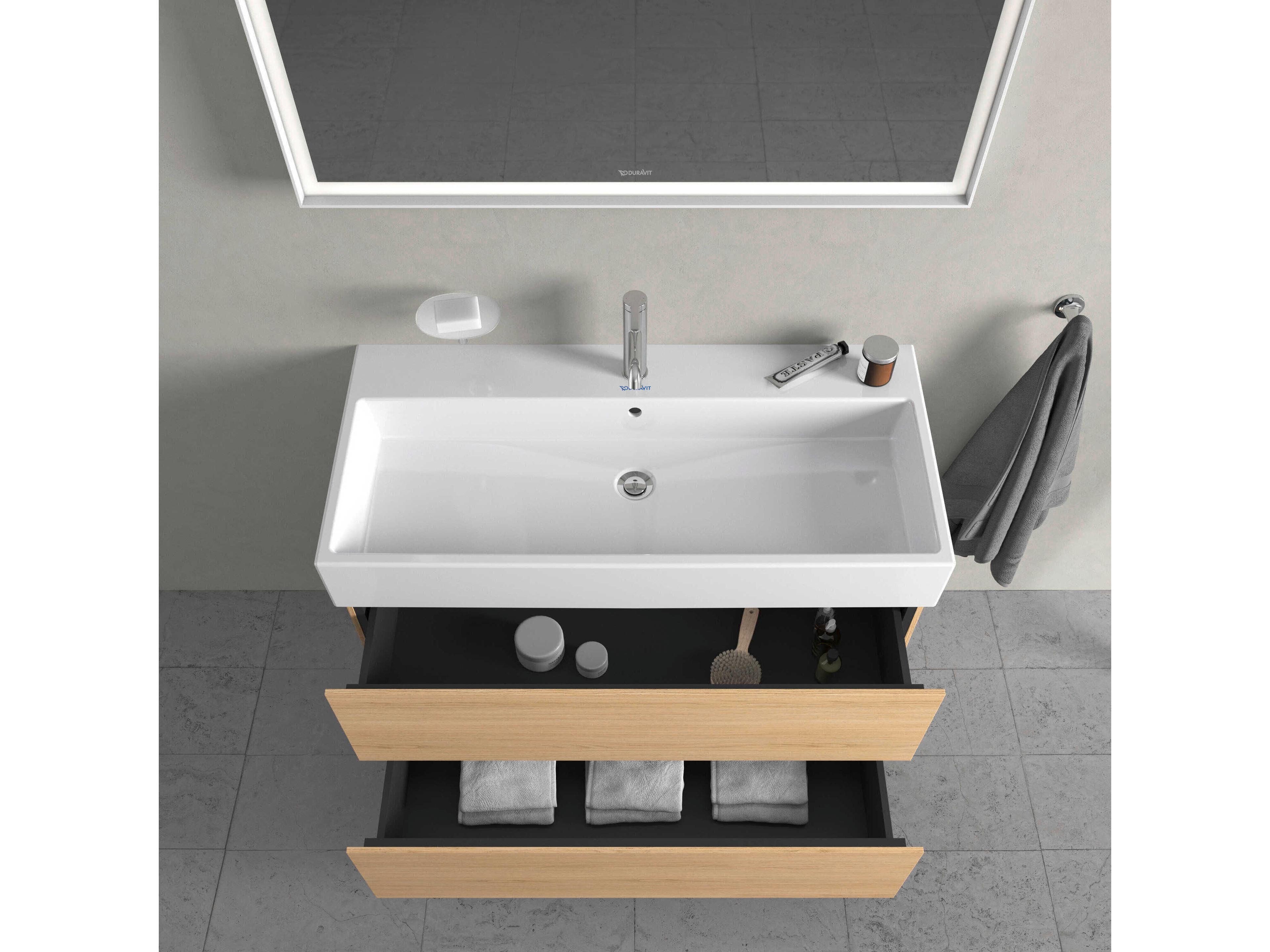 Duravit L-cube 39'' Two Drawer Natural Oak Matt Wall-Mounted Vanity Unit