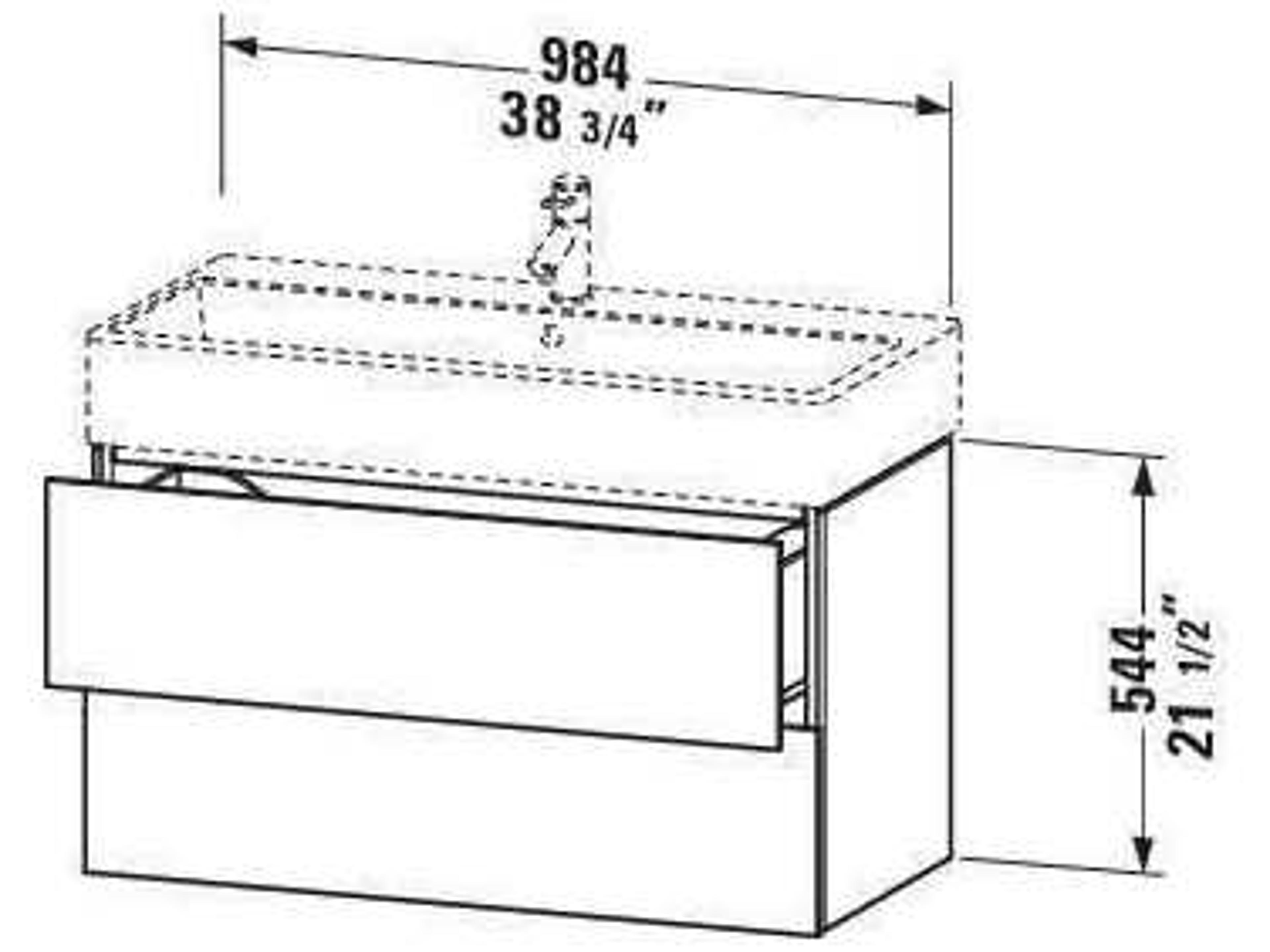 Duravit L-cube 39'' Two Drawer Black High Gloss Wall-Mounted Vanity Unit