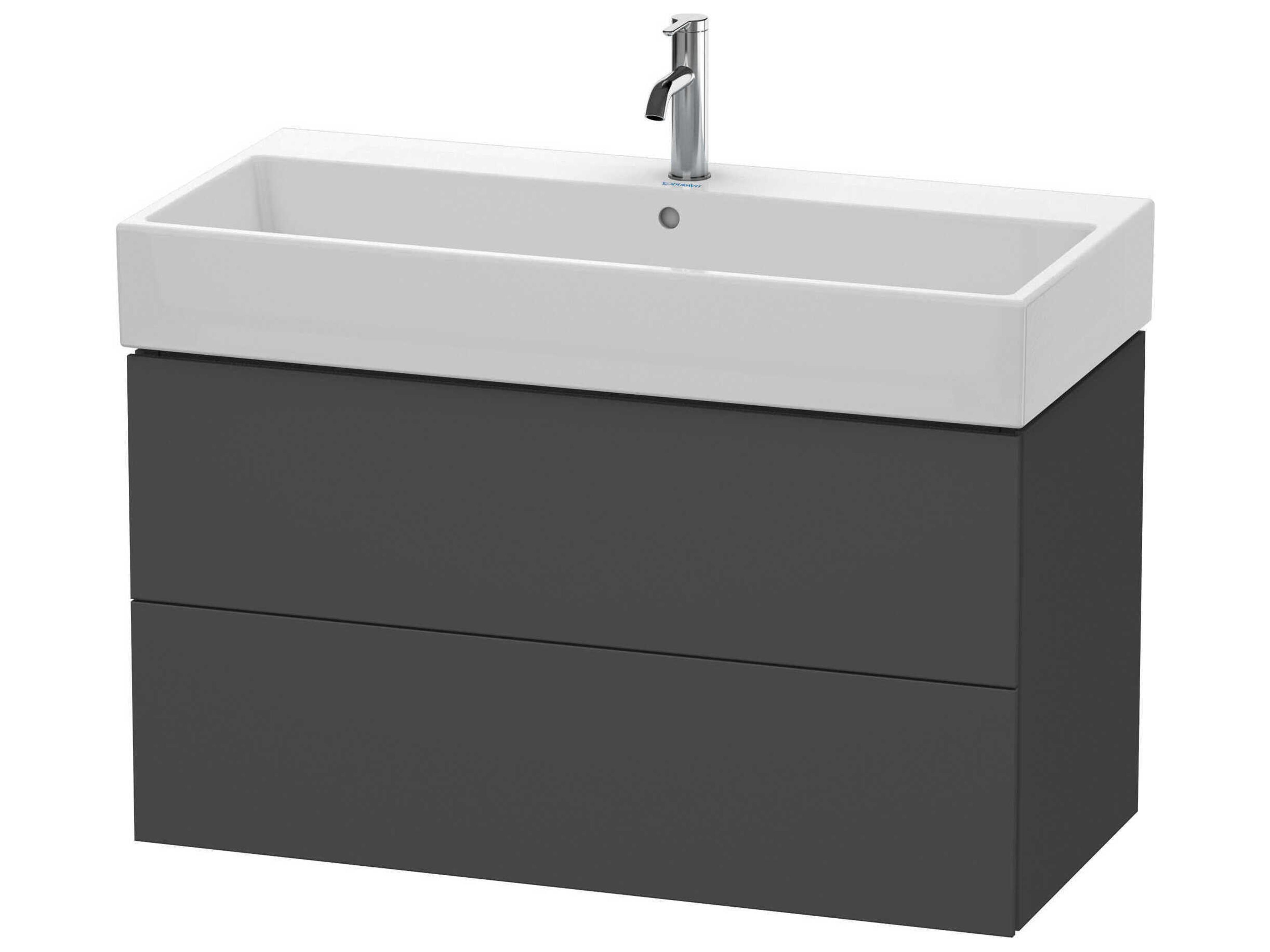 L-cube 39'' Two Drawer Graphite Matt Wall-Mounted Vanity Unit