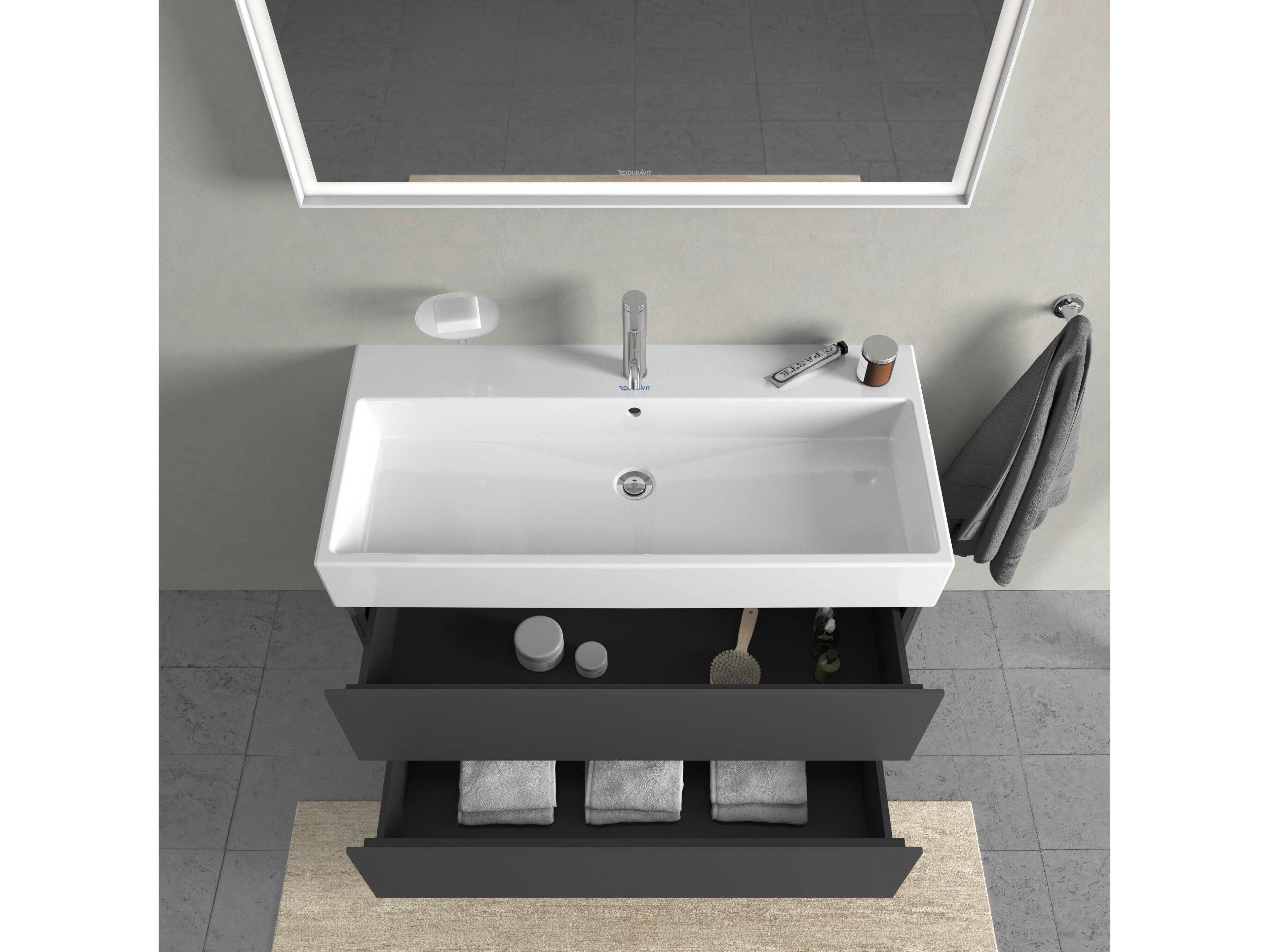 Duravit L-cube 39'' Two Drawer Graphite Matt Wall-Mounted Vanity Unit