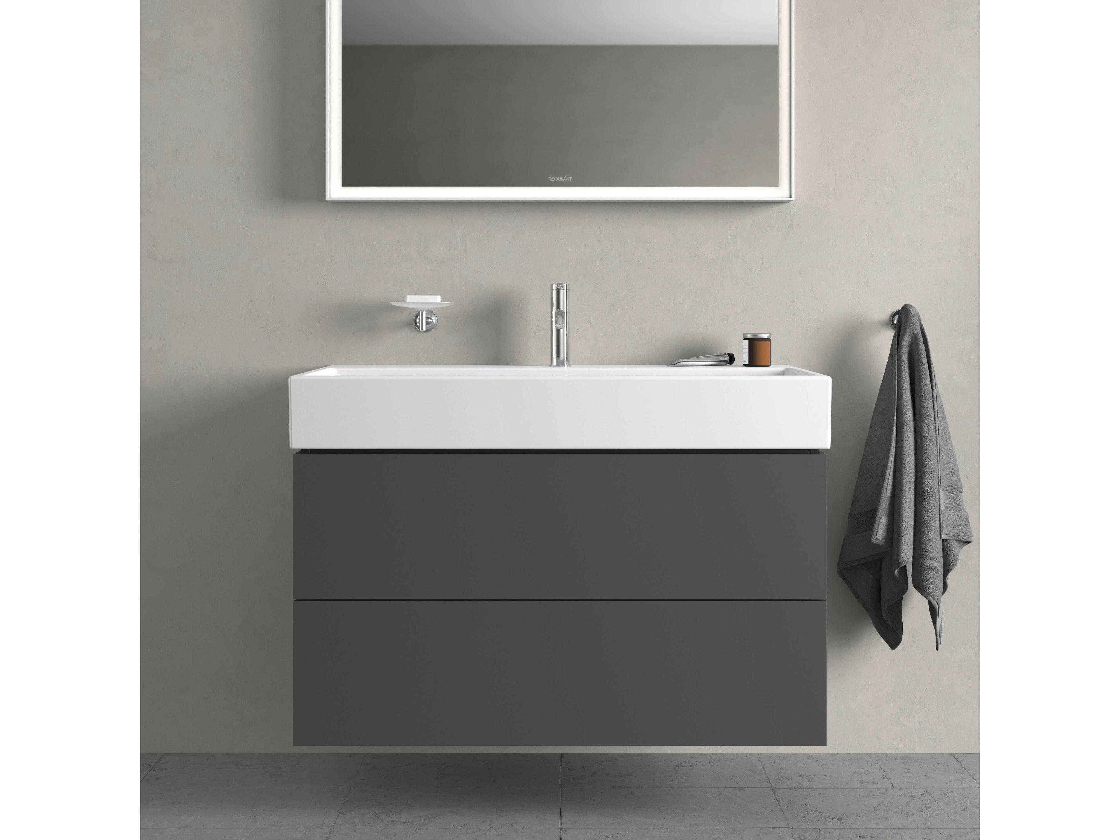 Duravit L-cube 39'' Two Drawer Graphite Matt Wall-Mounted Vanity Unit