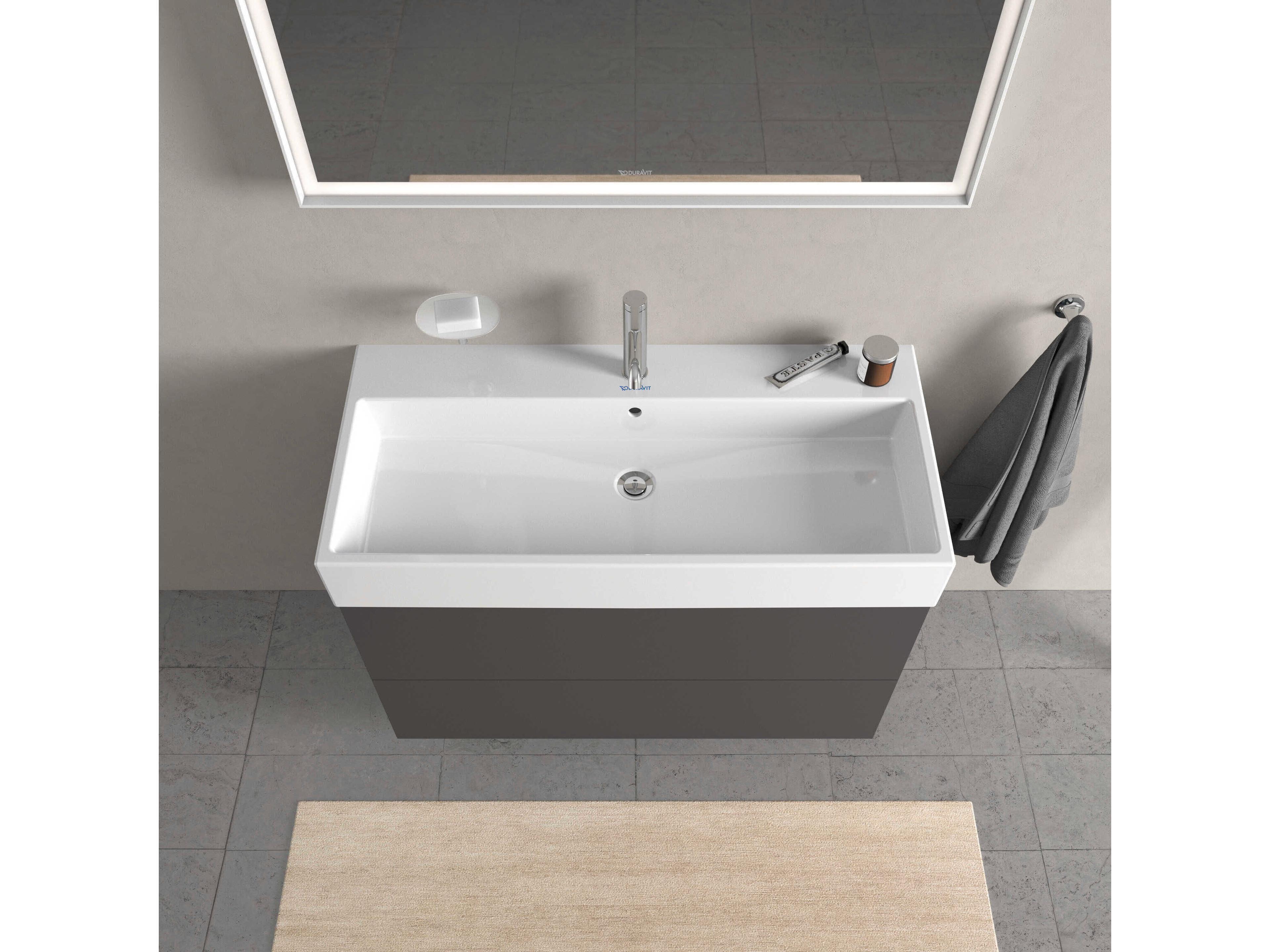 Duravit L-cube 39'' Two Drawer Graphite Matt Wall-Mounted Vanity Unit