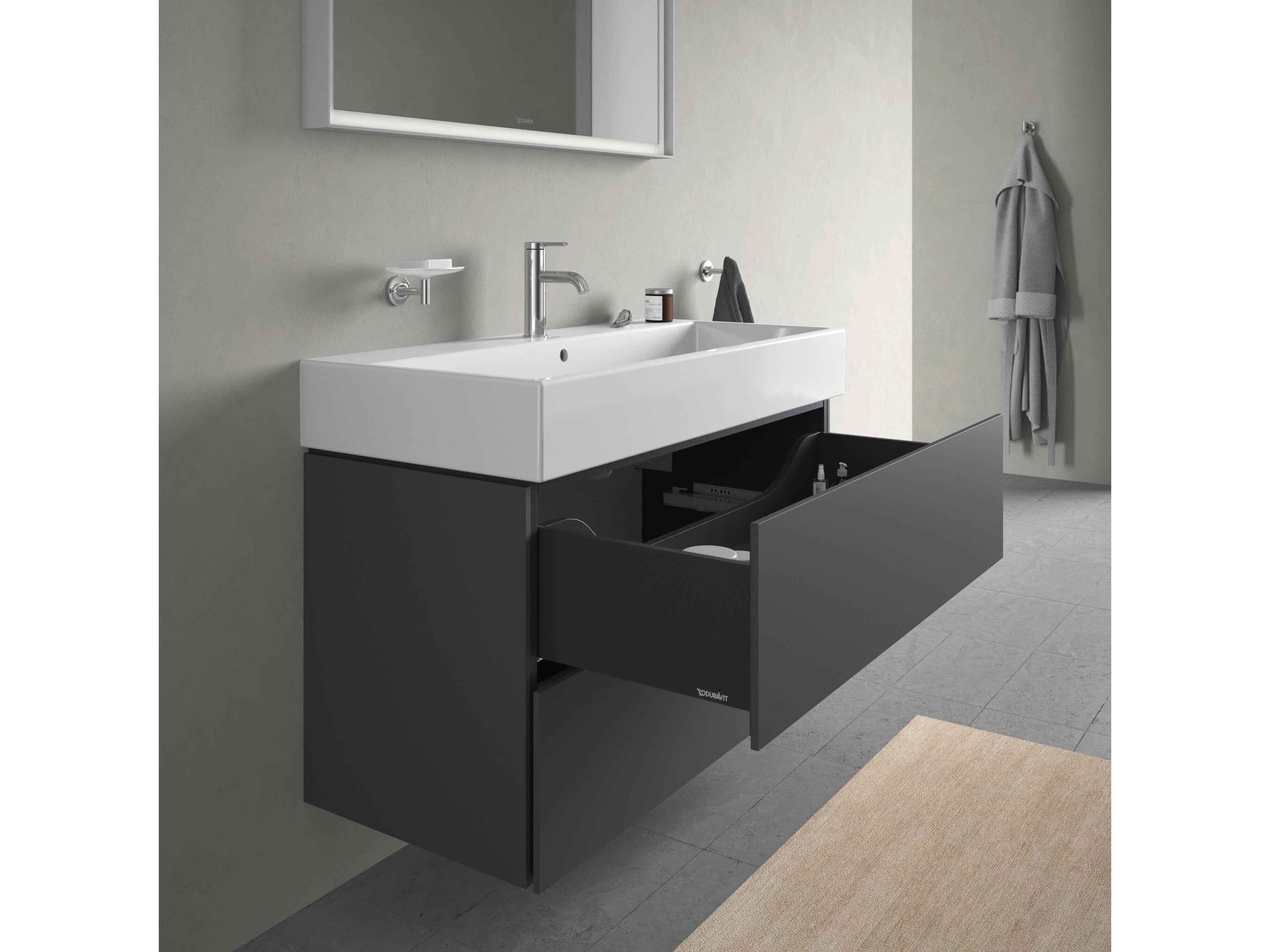 Duravit L-cube 39'' Two Drawer Graphite Matt Wall-Mounted Vanity Unit