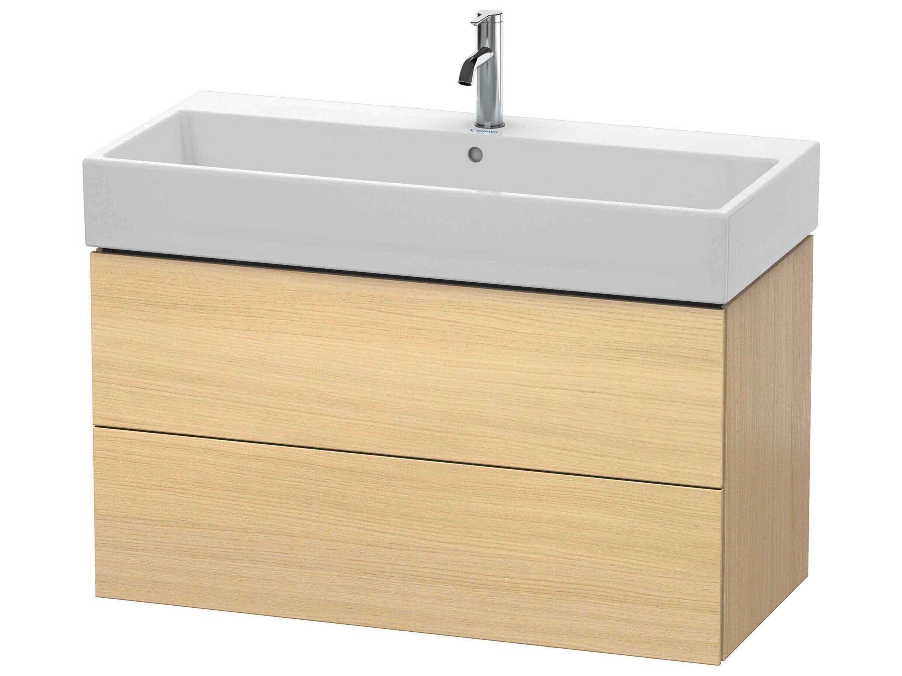 L-cube 39'' Two Drawer Mediterranean Oak Wall-Mounted Vanity Unit