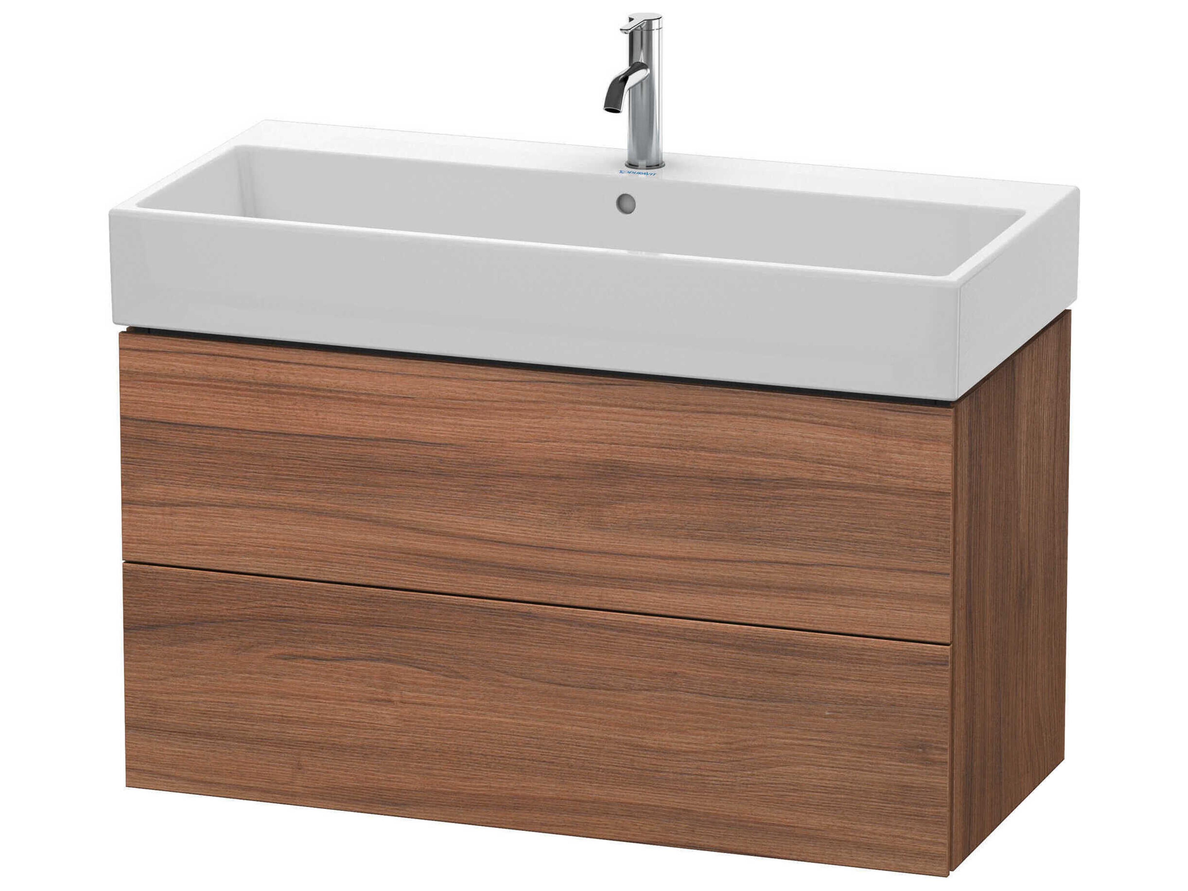 L-cube 39'' Two Drawer Walnut Matt Wall-Mounted Vanity Unit