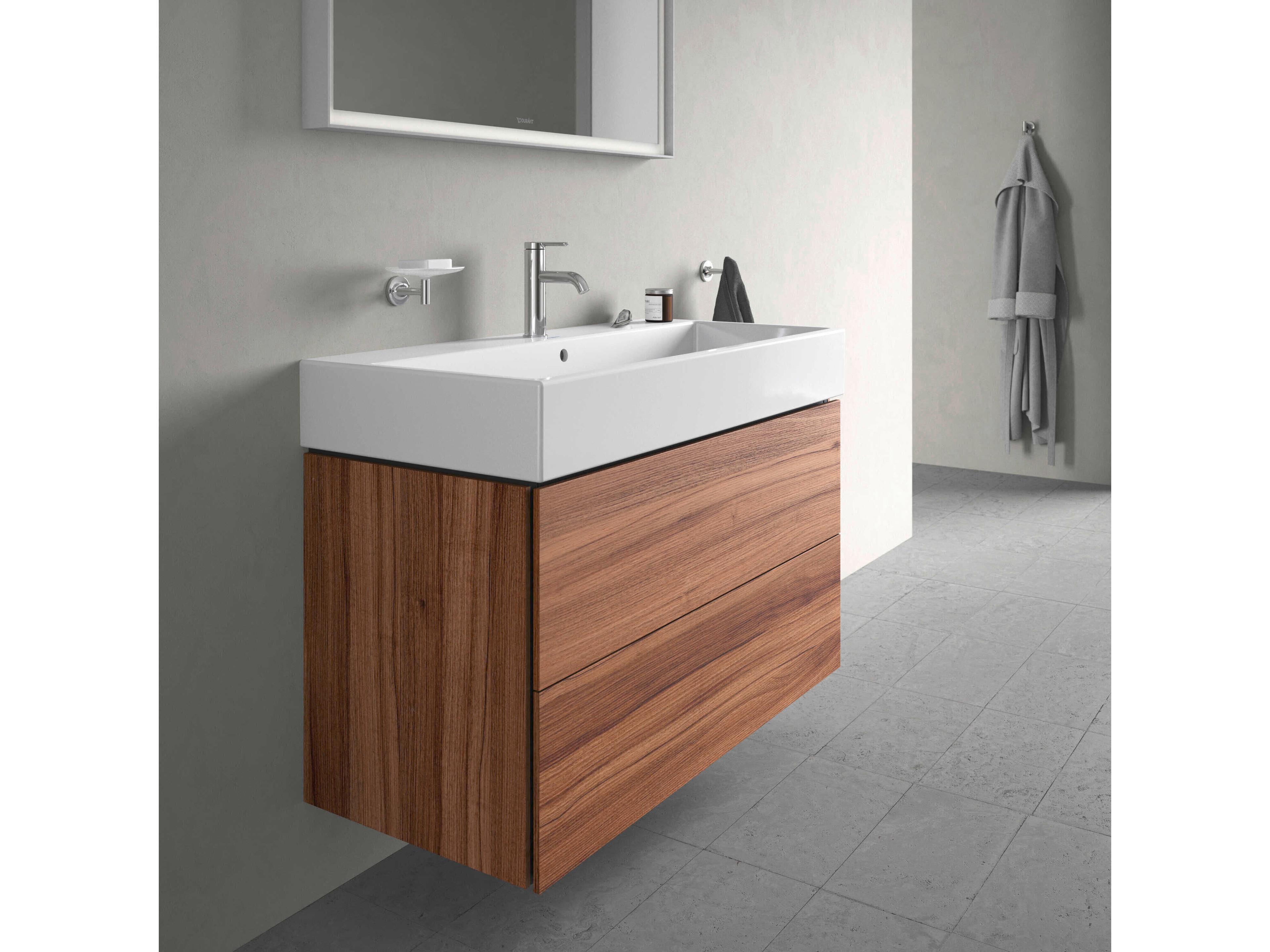 Duravit L-cube 39'' Two Drawer Walnut Matt Wall-Mounted Vanity Unit