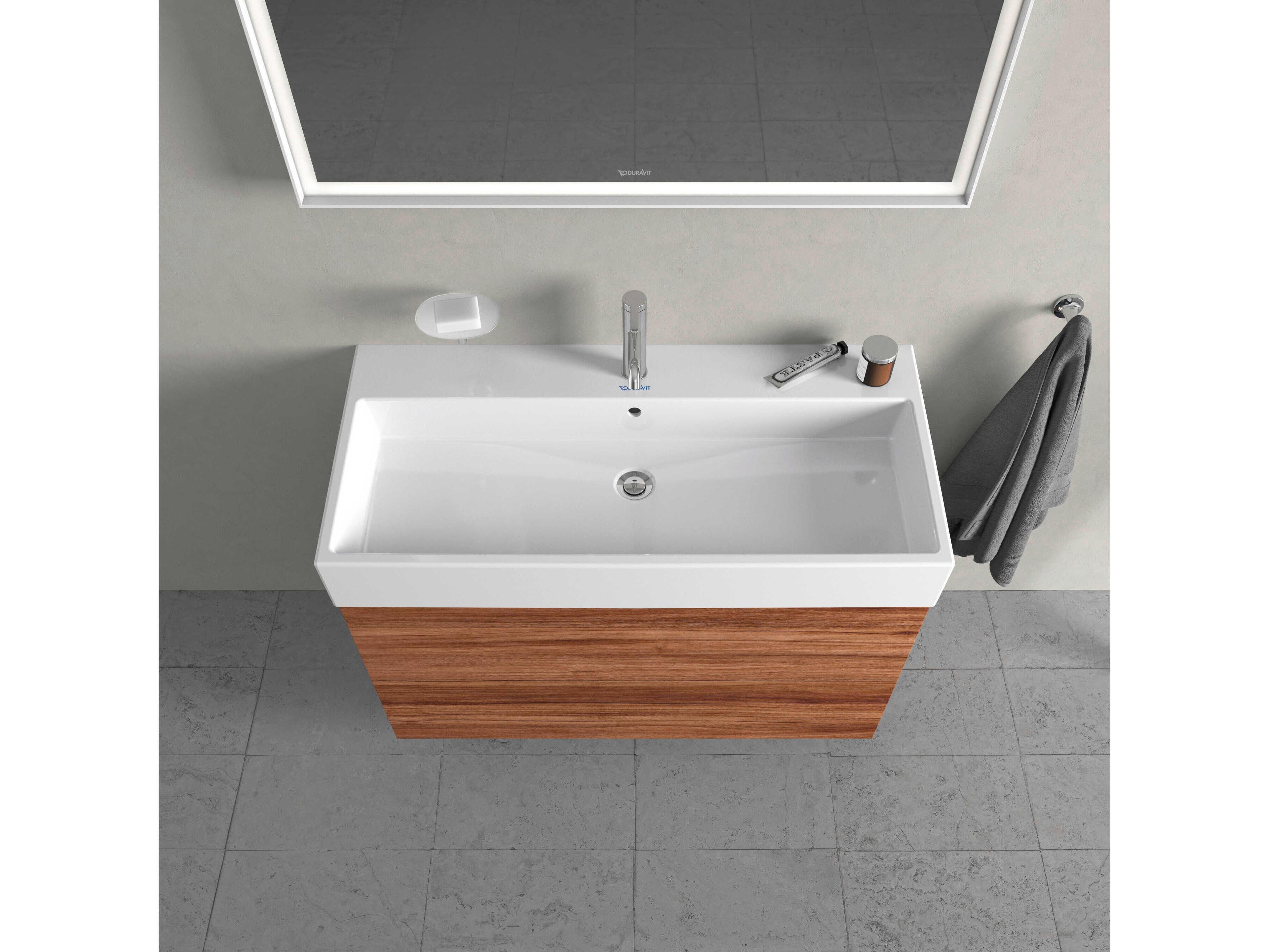 Duravit L-cube 39'' Two Drawer Walnut Matt Wall-Mounted Vanity Unit