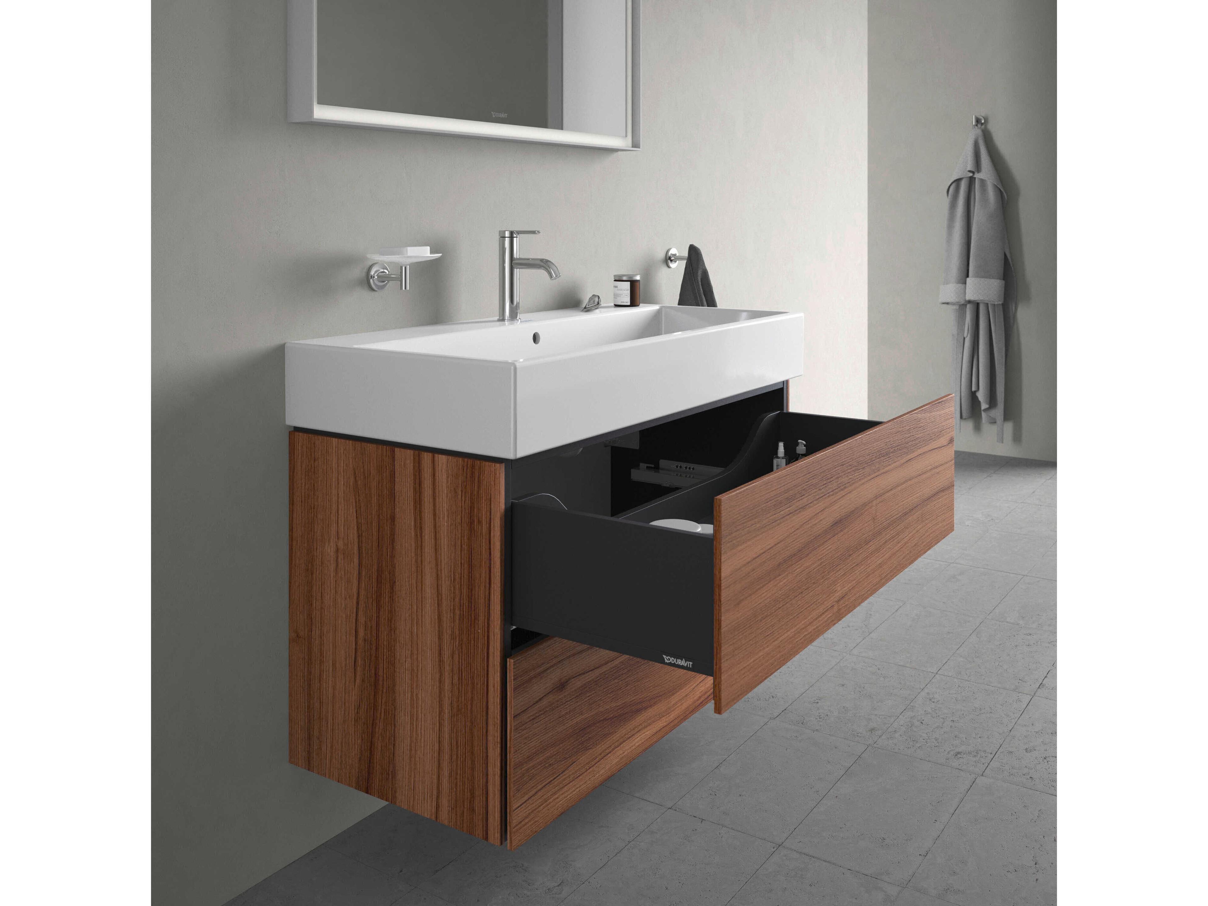 Duravit L-cube 39'' Two Drawer Walnut Matt Wall-Mounted Vanity Unit
