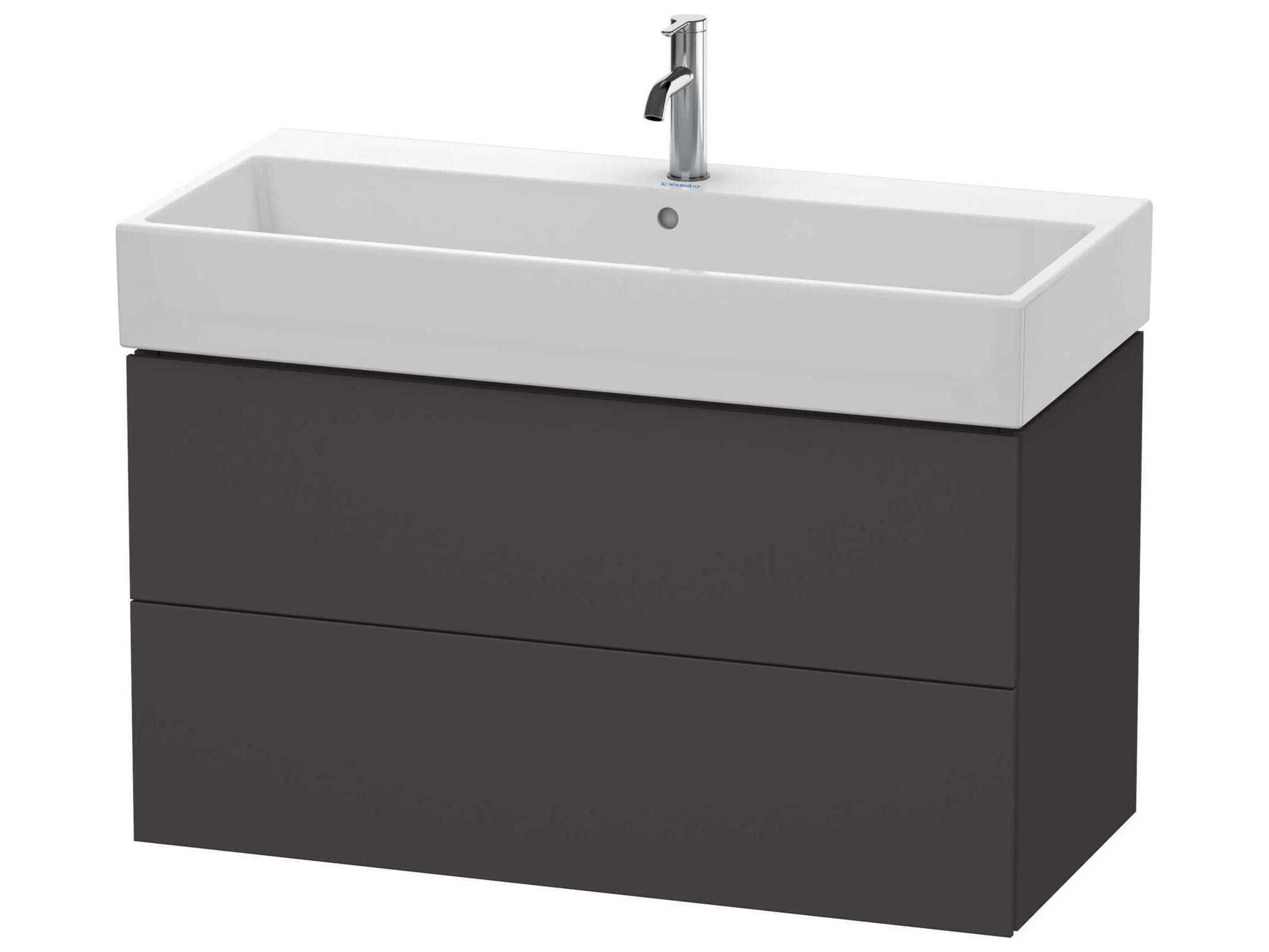 L-cube 39'' Two Drawer Graphite Super Matt Wall-Mounted Vanity Unit