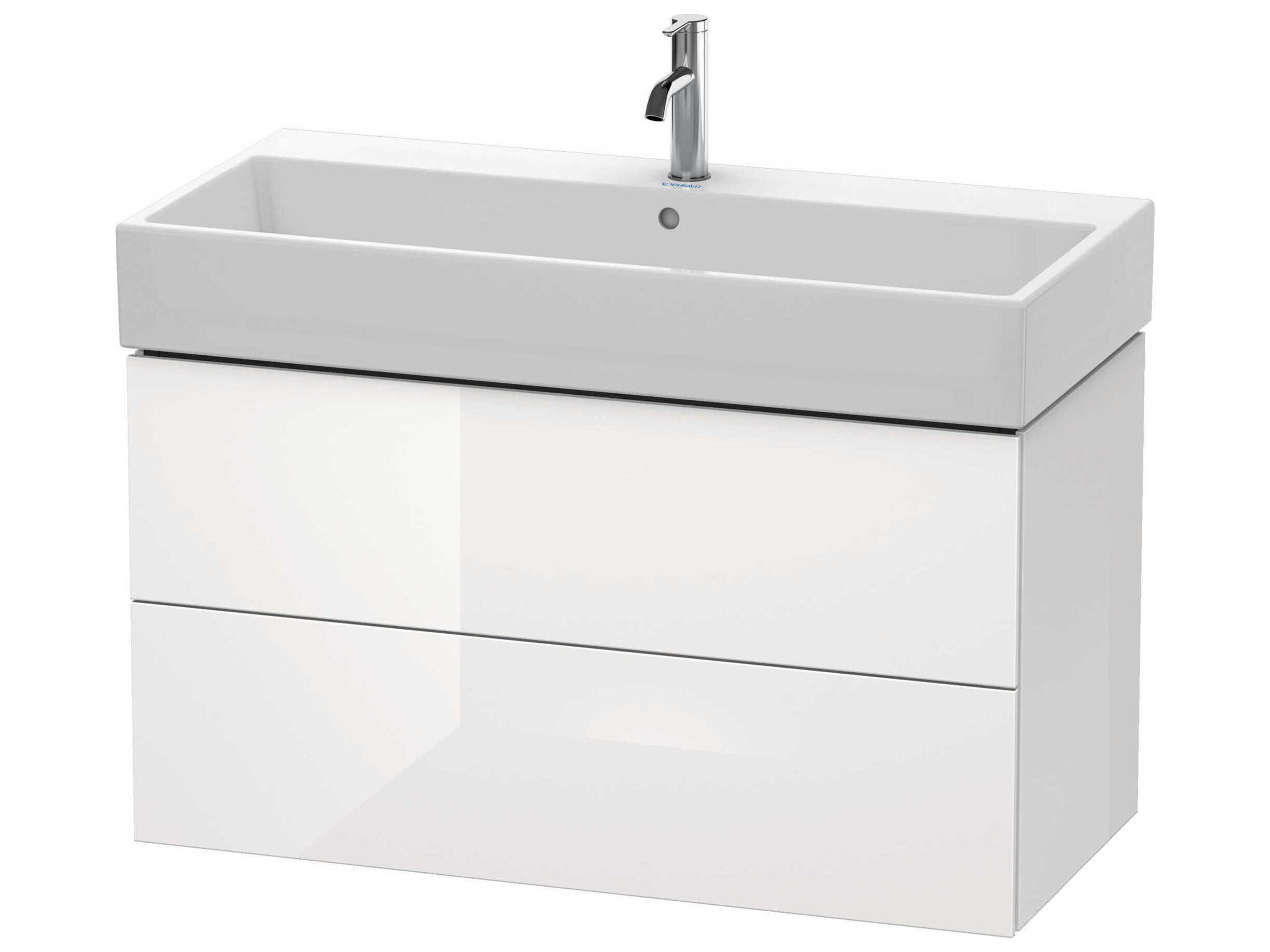 L-cube 39'' Two Drawer White High Gloss (Lacquer) Wall-Mounted Vanity Unit